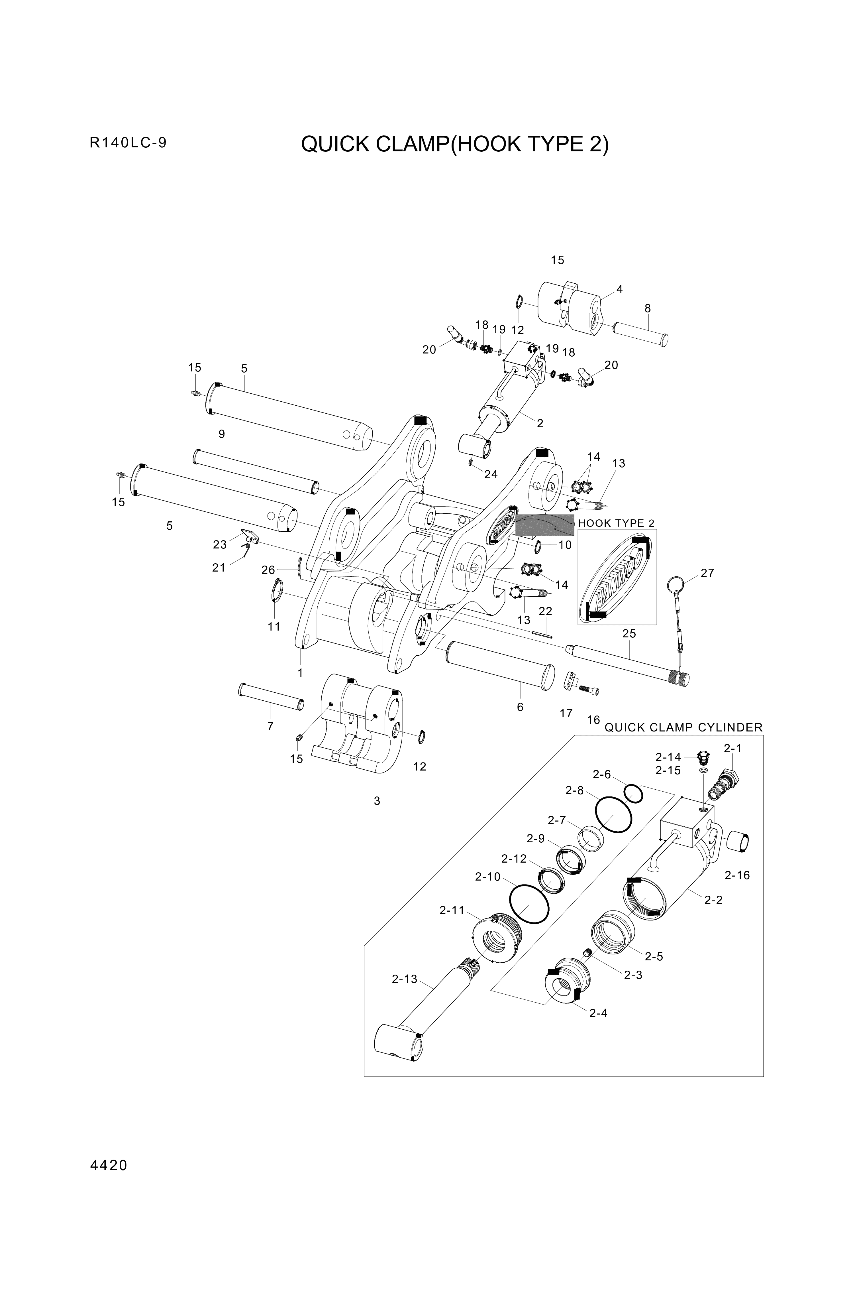 Technical drawing of Hyundai Construction Equipment XKBP-00213 PIN-STOP with dimensions and layout (figure 4)