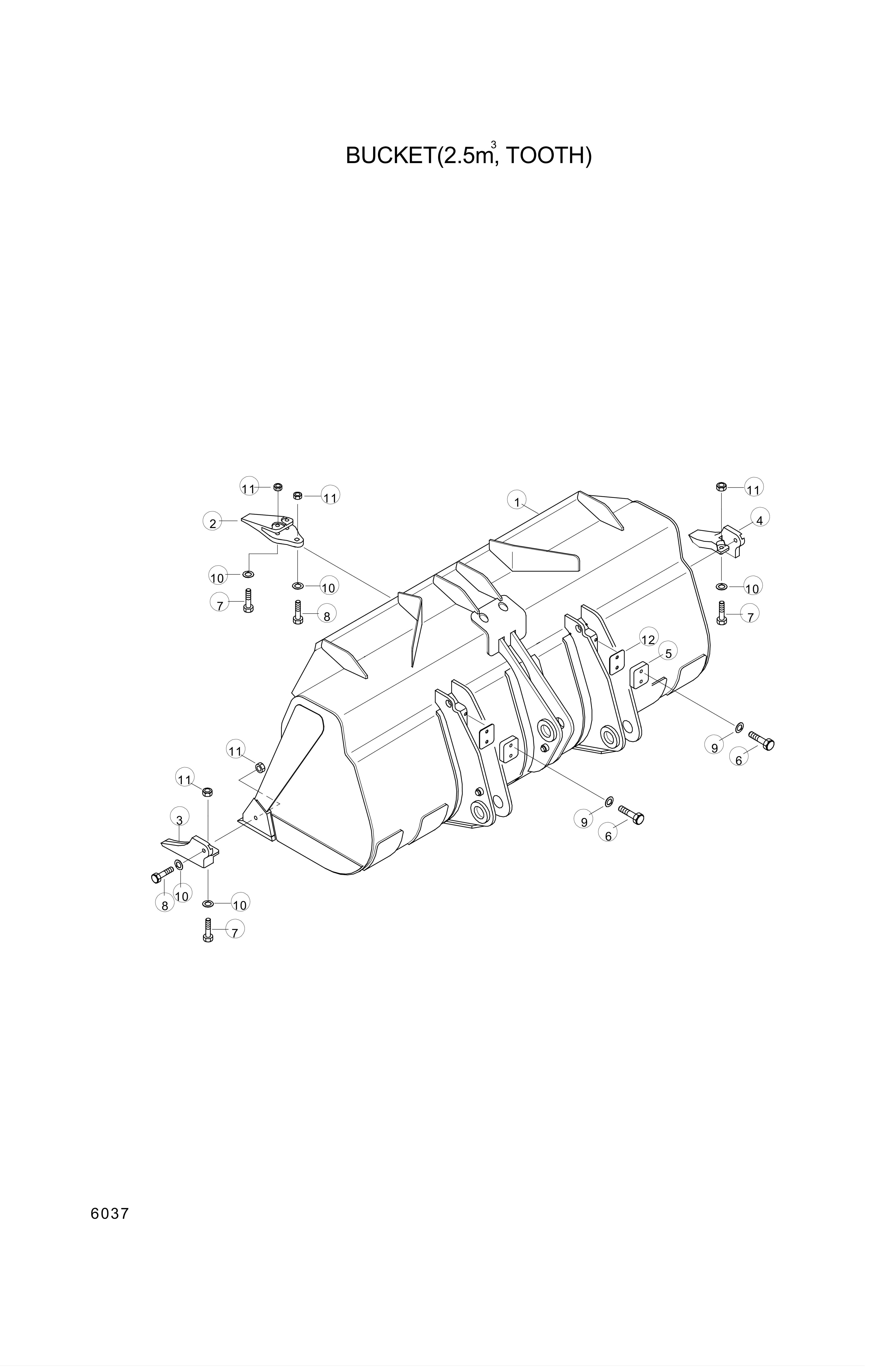 drawing for Hyundai Construction Equipment 61L3-0169GG - TOOTH-CENTER (figure 2)
