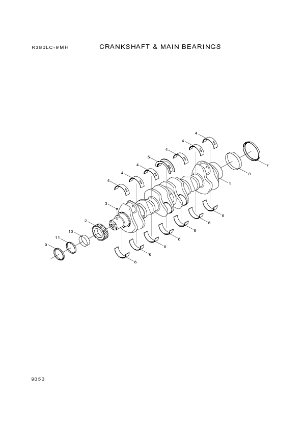 drawing for Hyundai Construction Equipment YUBP-06211 - BEARING SET-MAIN 0.50 (figure 4)