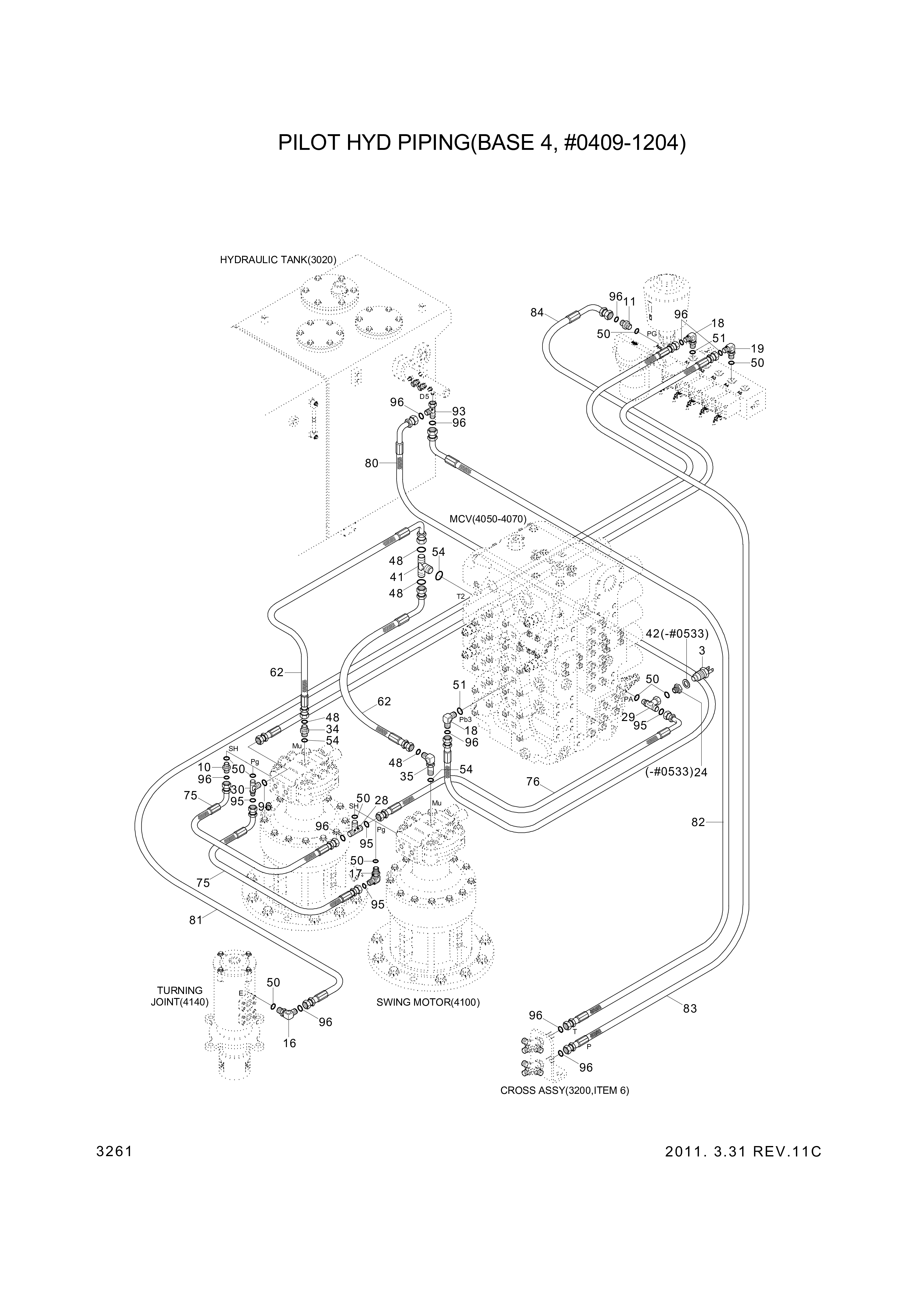 drawing for Hyundai Construction Equipment X420-062025 - HOSE ASSY-SYNF&ORFS (figure 1)