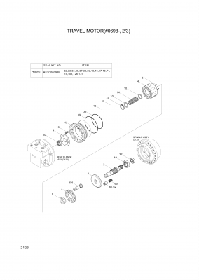 Technical drawing of Hyundai Construction Equipment 994B2100-00 CYLINDER &amp;PISTON KIT with dimensions and layout