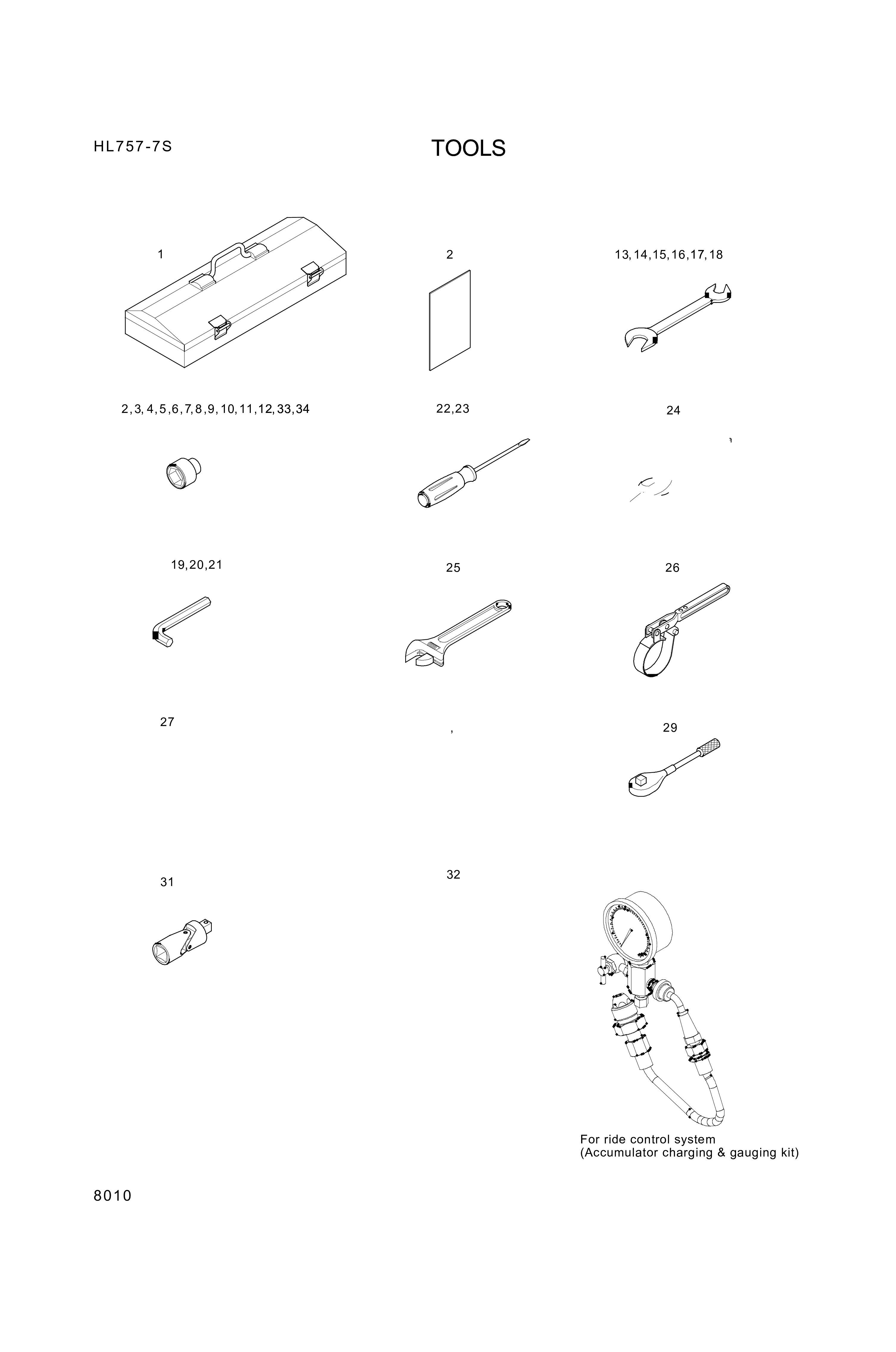 Technical drawing of Hyundai Construction Equipment 94L1-20012 DECAL-TOOL LIST with dimensions and layout