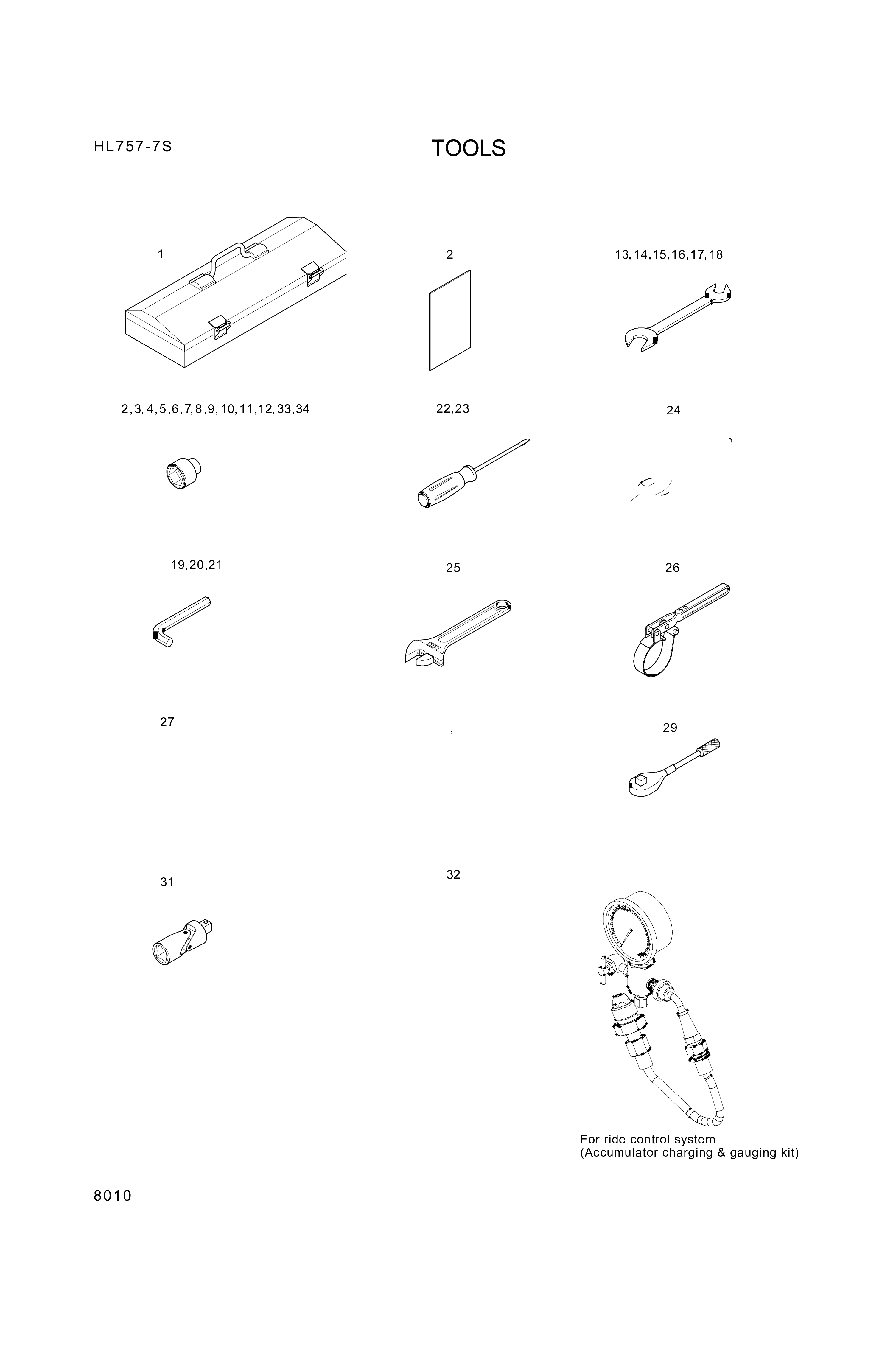 drawing for Hyundai Construction Equipment 94L1-20012 - DECAL-TOOL LIST (figure 1)