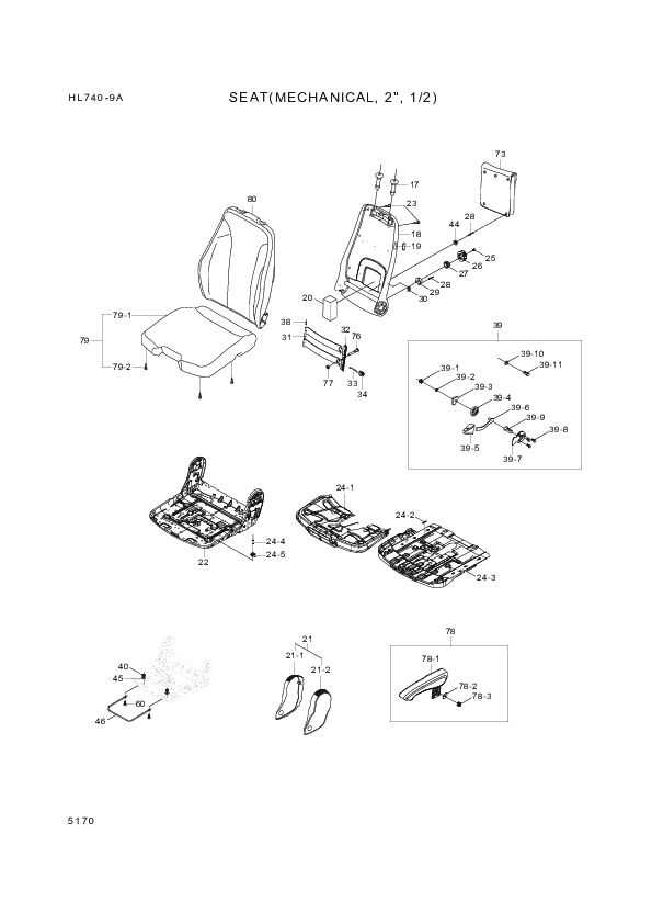 drawing for Hyundai Construction Equipment 1042865 - BACKREST CUSHION (figure 1)