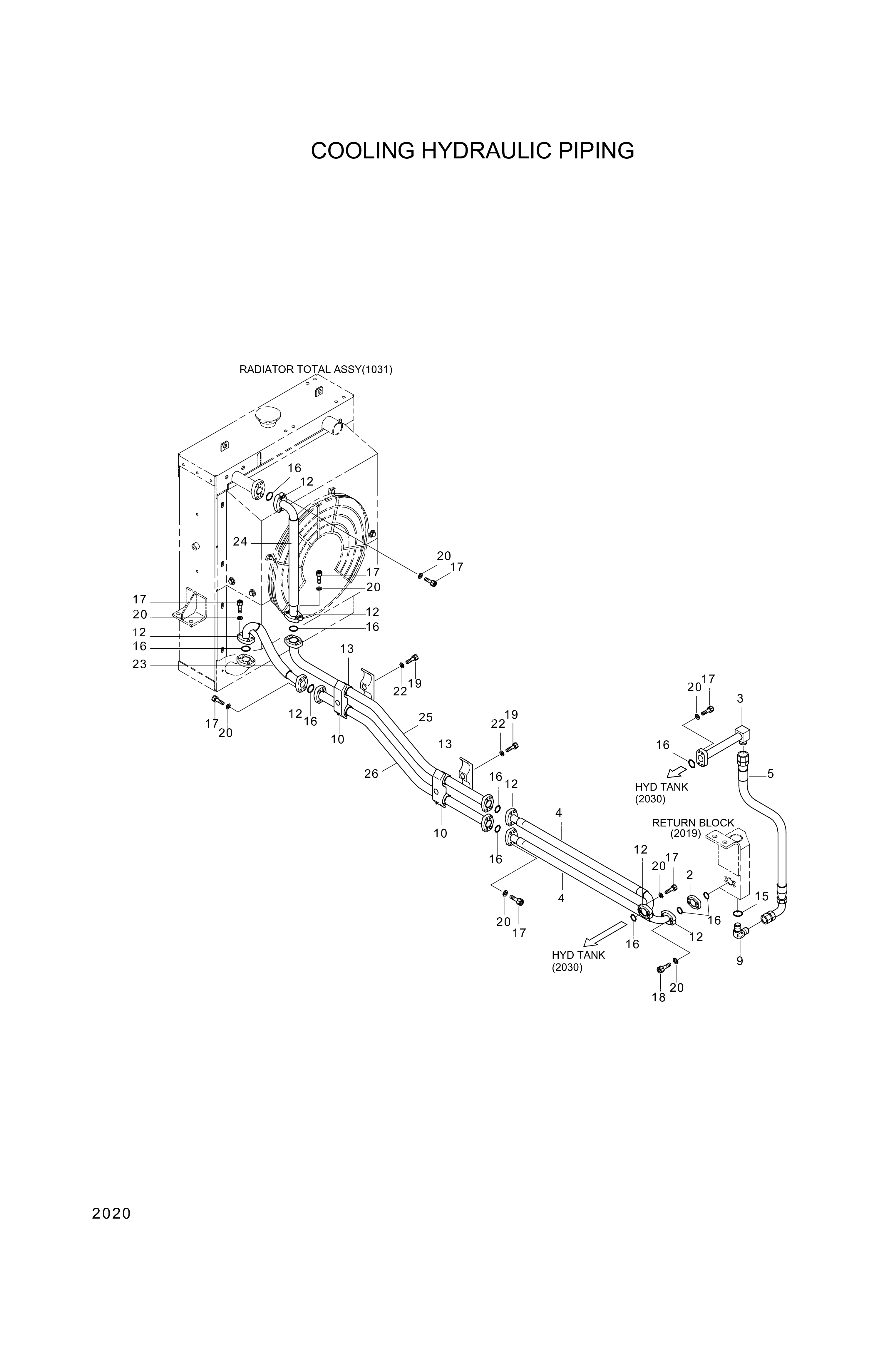 drawing for Hyundai Construction Equipment 34L1-02170 - PIPE-COOLING (figure 1)