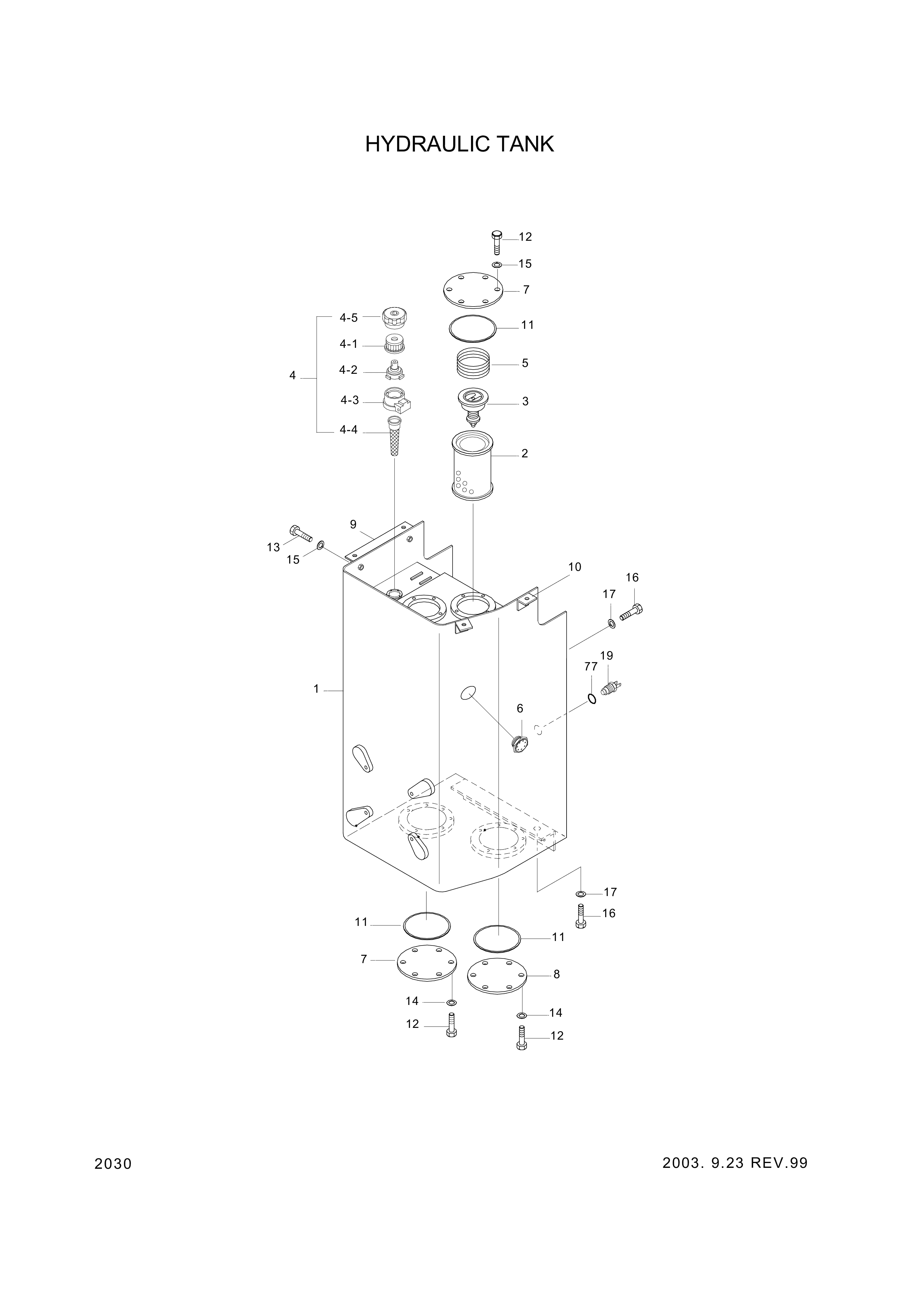 drawing for Hyundai Construction Equipment 34L1-00564 - BODY-HYD TANK (figure 1)