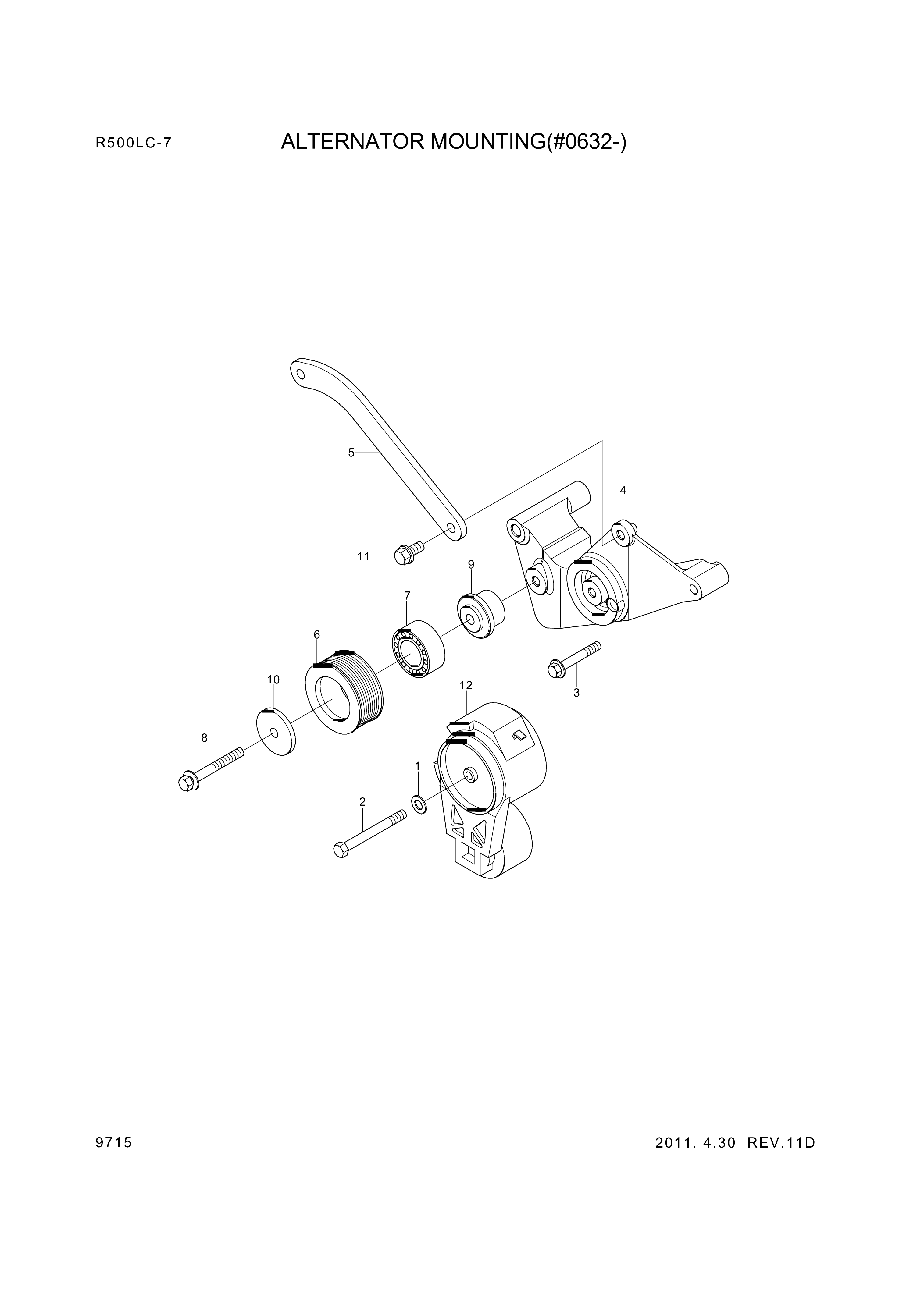 Technical drawing of Hyundai Construction Equipment YUBP-04901 SUPPORT with dimensions and layout (figure 2)
