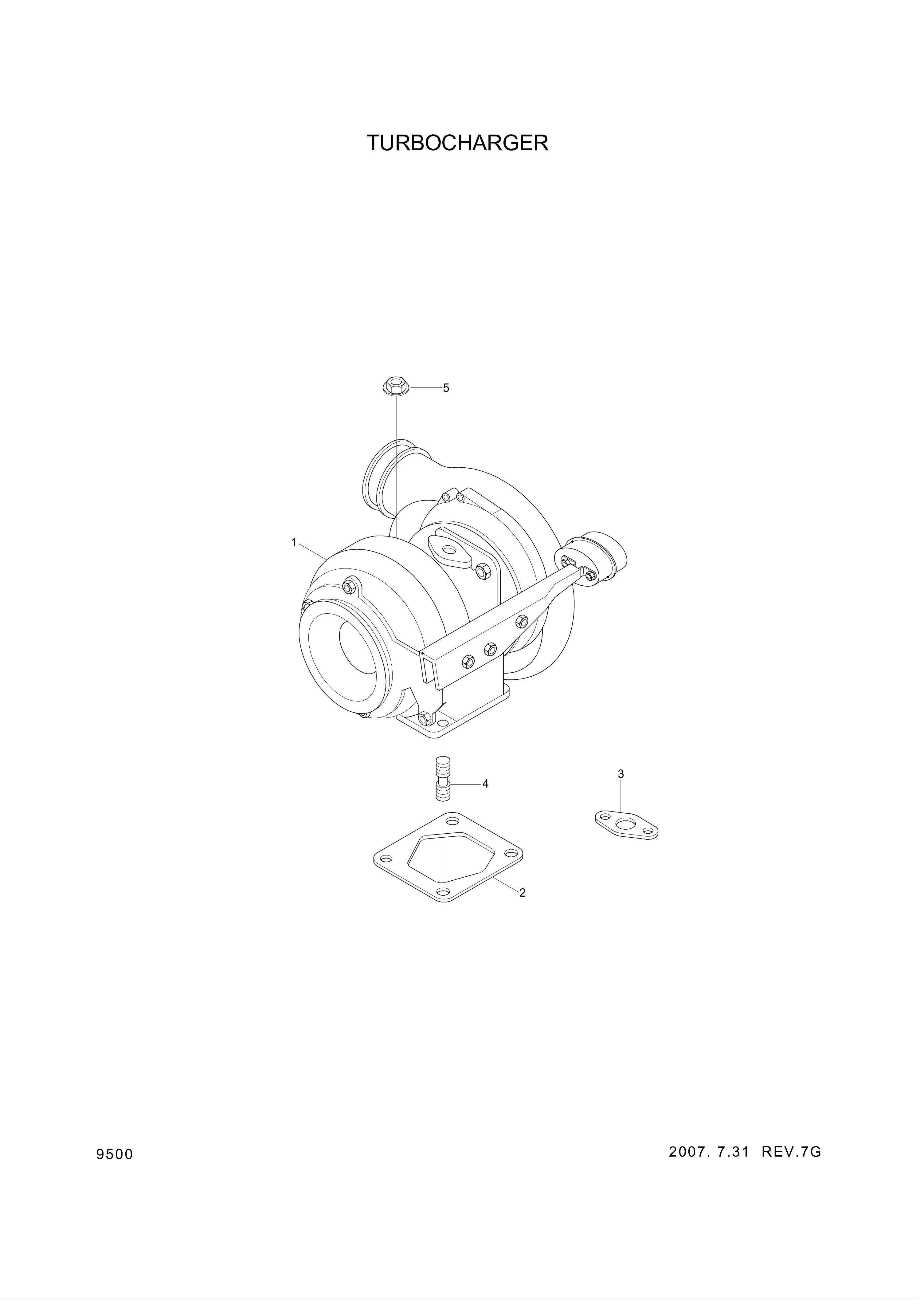 drawing for Hyundai Construction Equipment 3535635 - TURBOCHARGER (figure 1)