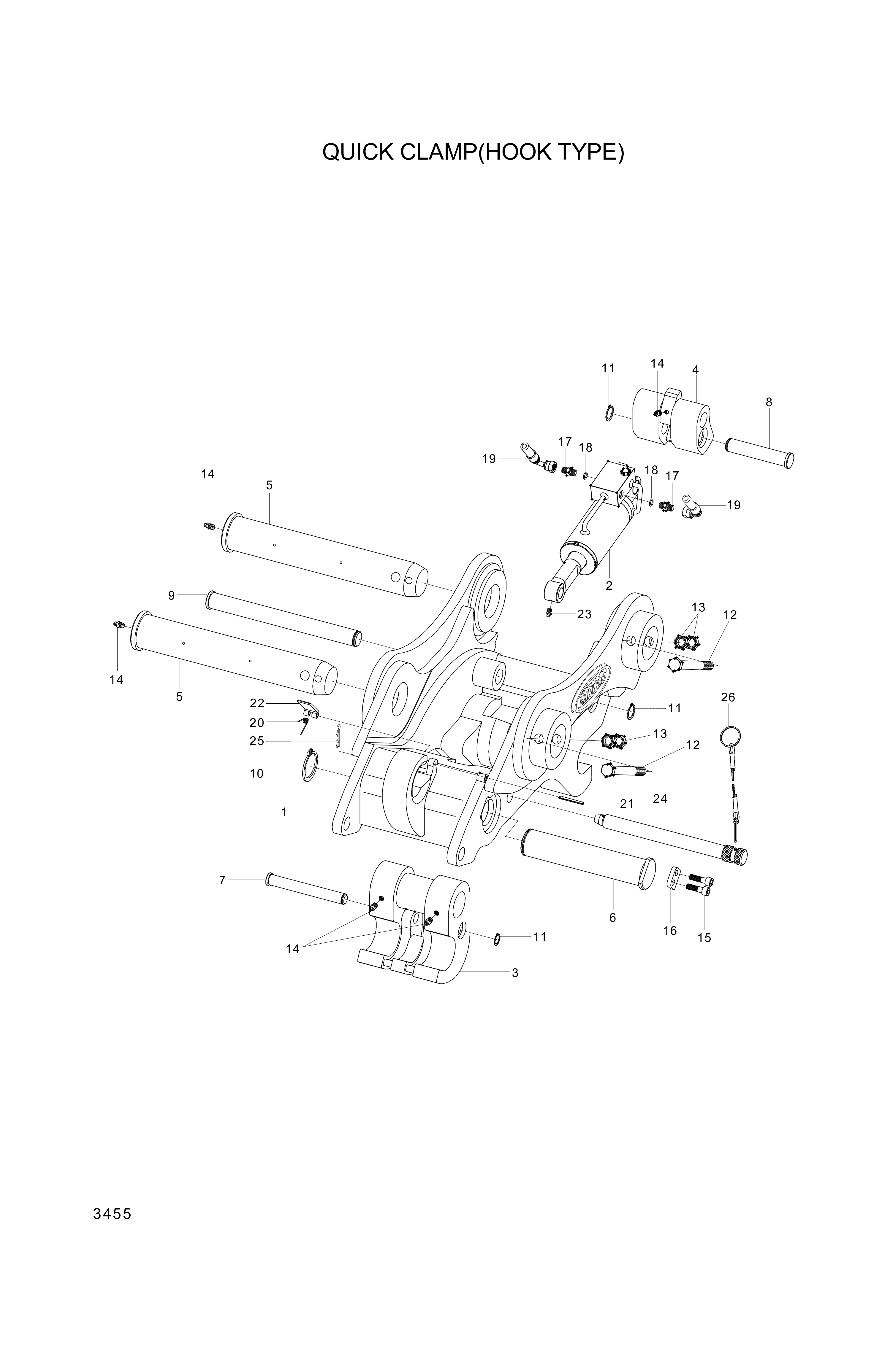 Technical drawing of Hyundai Construction Equipment XKBP-00213 PIN-STOP with dimensions and layout (figure 5)