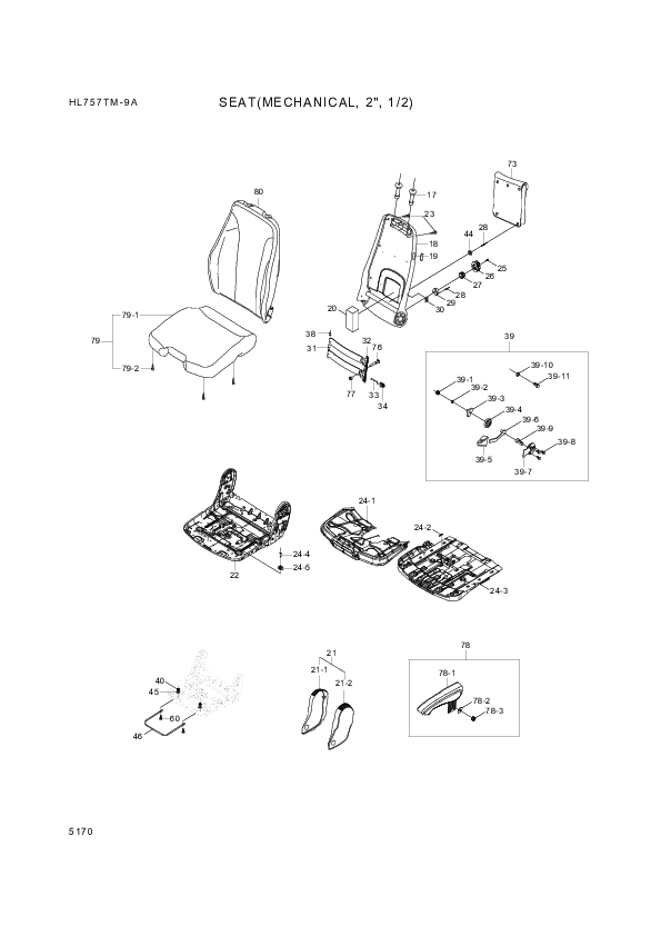 drawing for Hyundai Construction Equipment 1042865 - BACKREST CUSHION (figure 5)