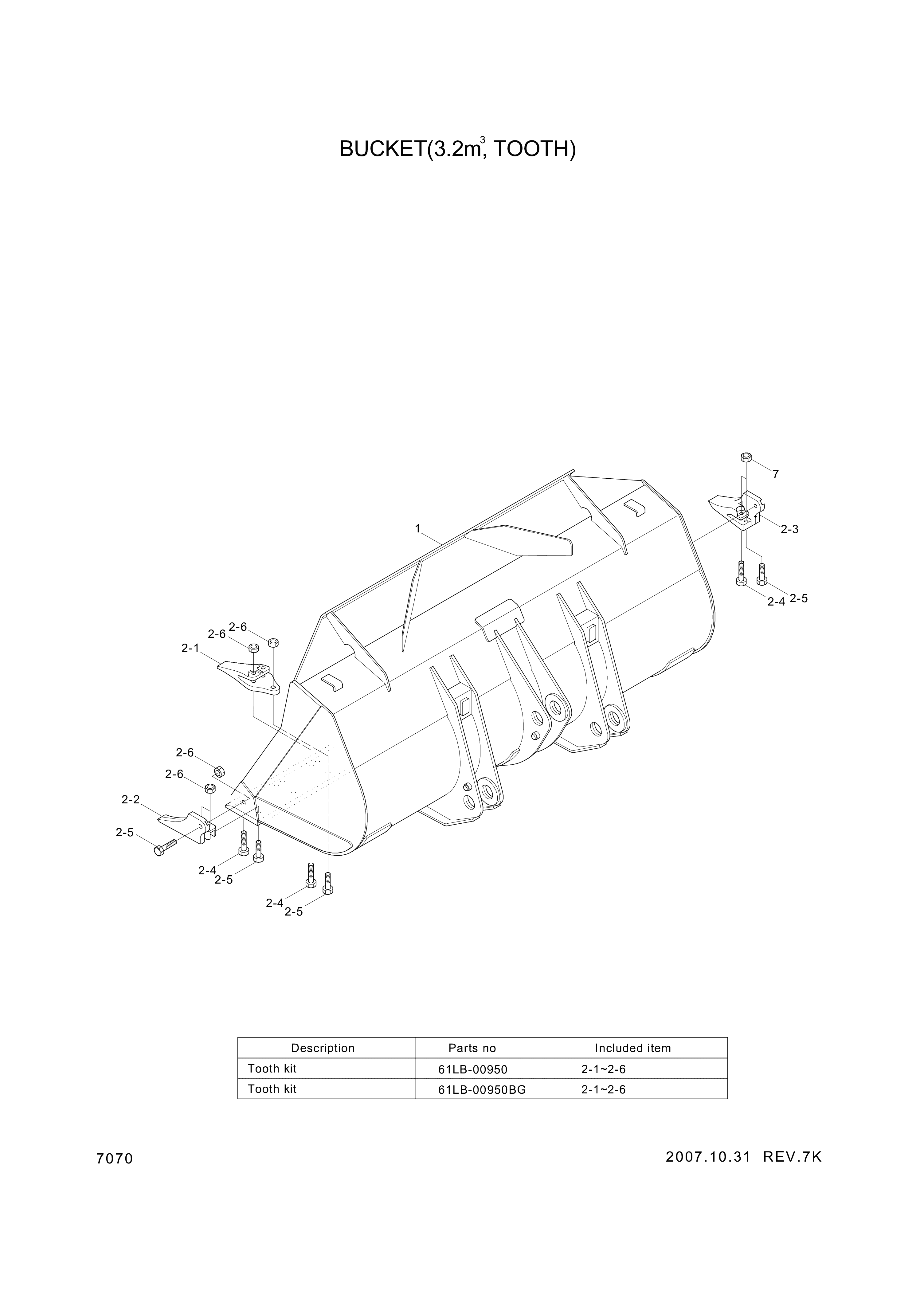 drawing for Hyundai Construction Equipment 61LC-02010BG - BUCKET (figure 1)