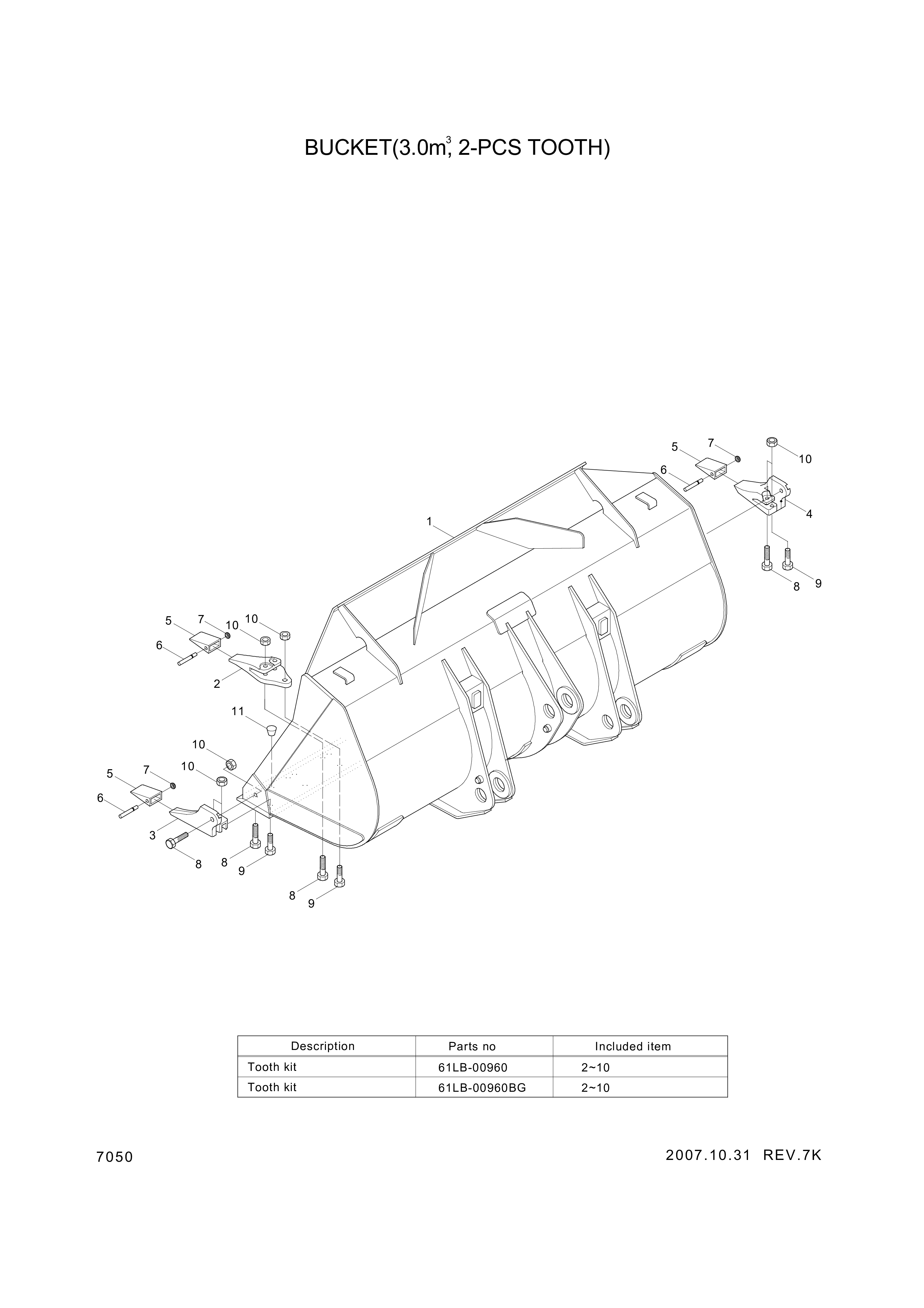 drawing for Hyundai Construction Equipment 61L1-3027 - BOLT-TOOTH (figure 3)