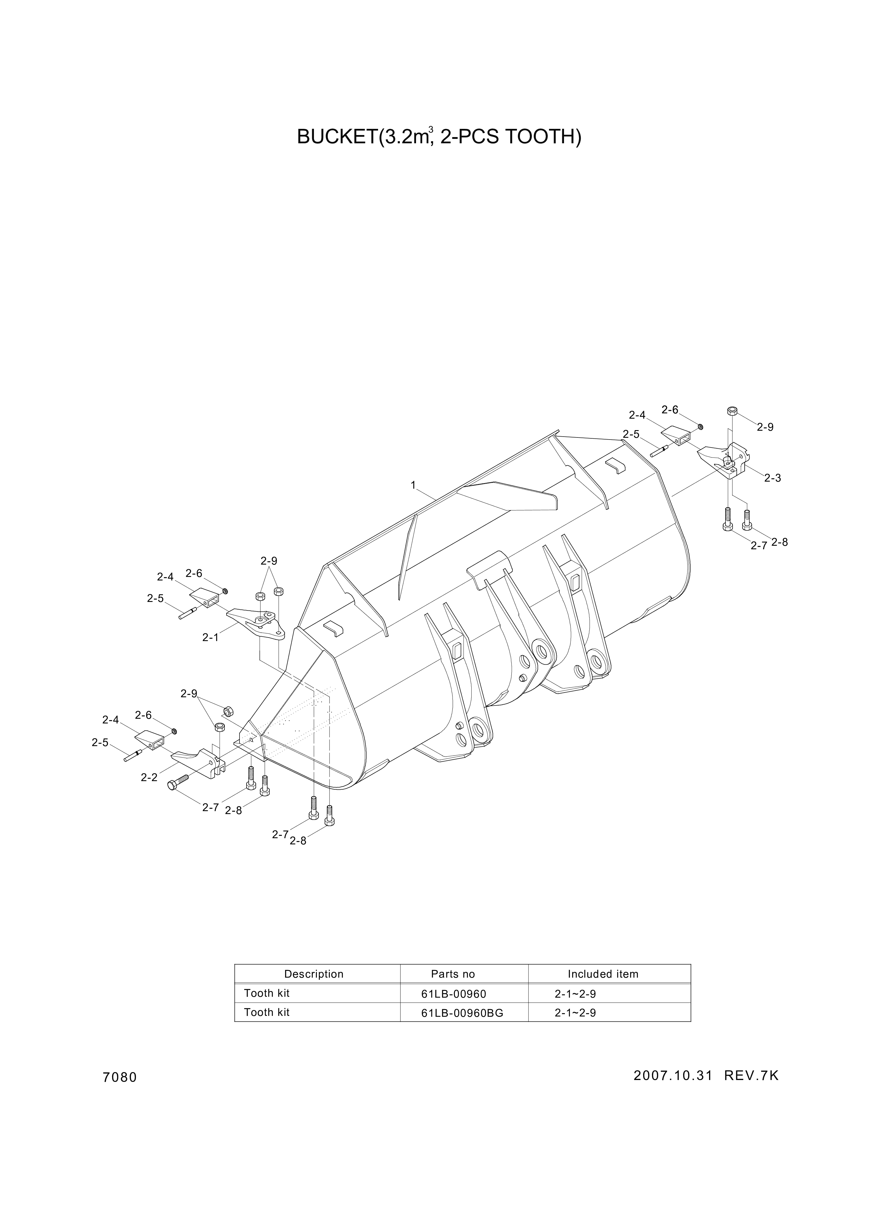 drawing for Hyundai Construction Equipment 61LB-00960 - TOOTH KIT (figure 1)