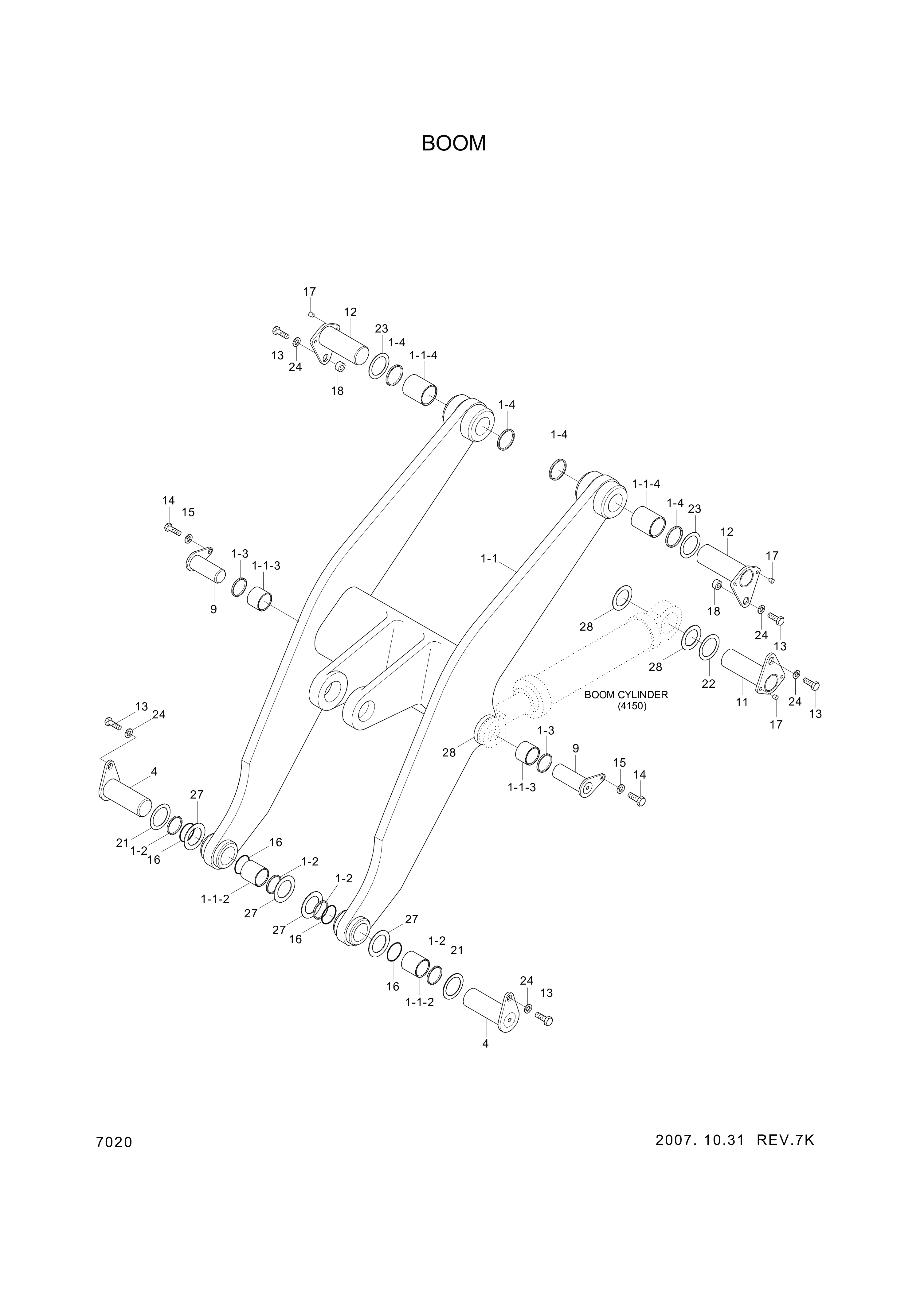 drawing for Hyundai Construction Equipment 61LC-10020 - BODY-BOOM (figure 1)