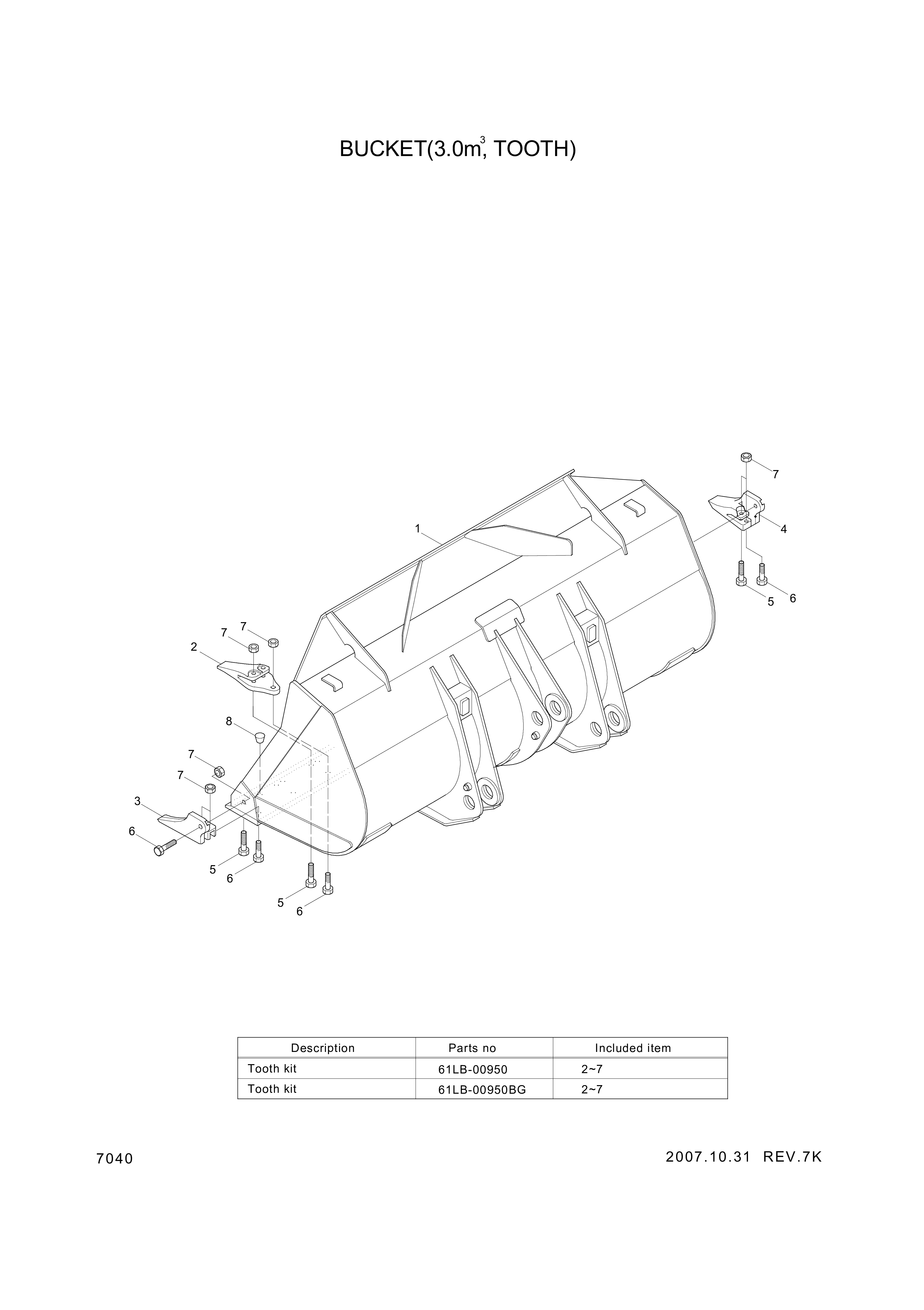 drawing for Hyundai Construction Equipment 61L1-3029BG - TOOTH-RH (figure 2)