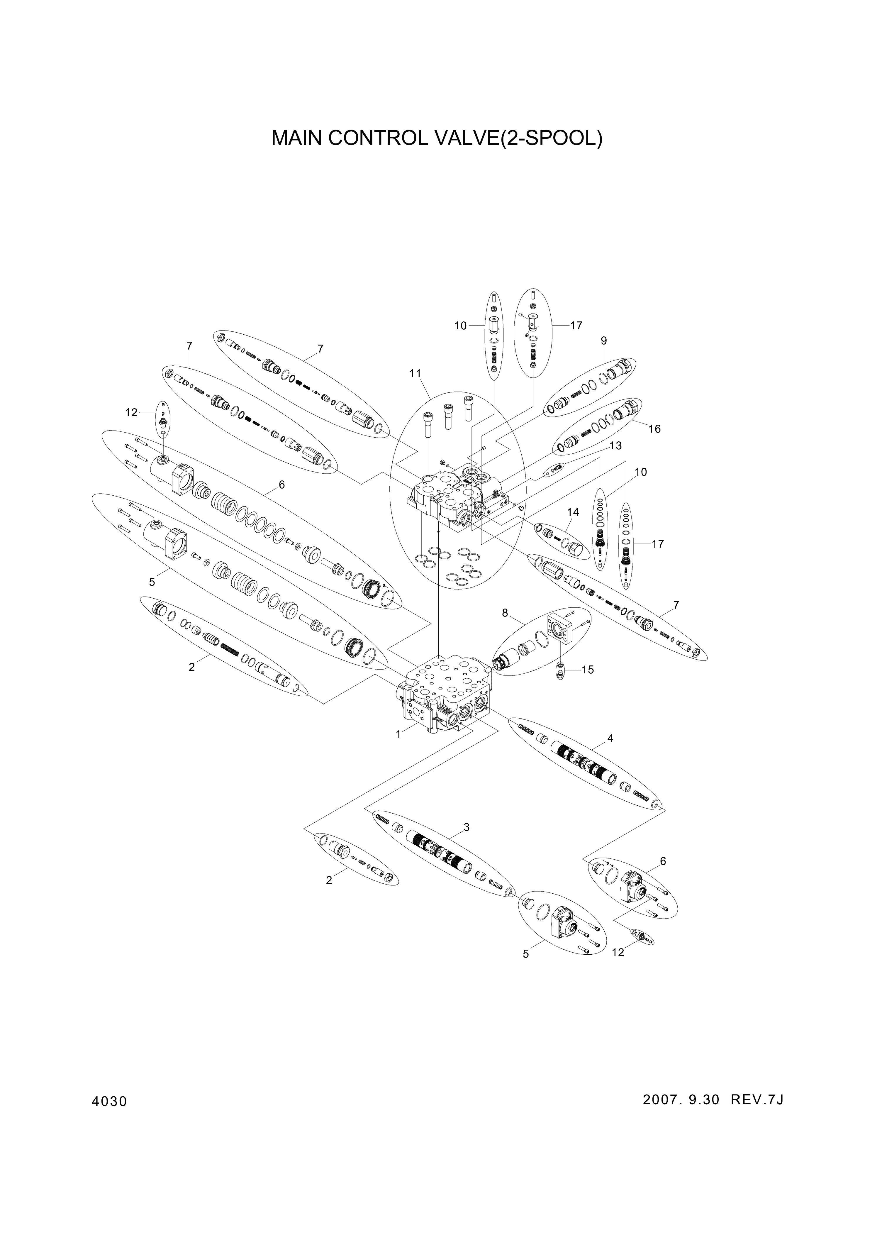 drawing for Hyundai Construction Equipment ZUAH-00056 - VALVE ASSY-PILOT (figure 1)