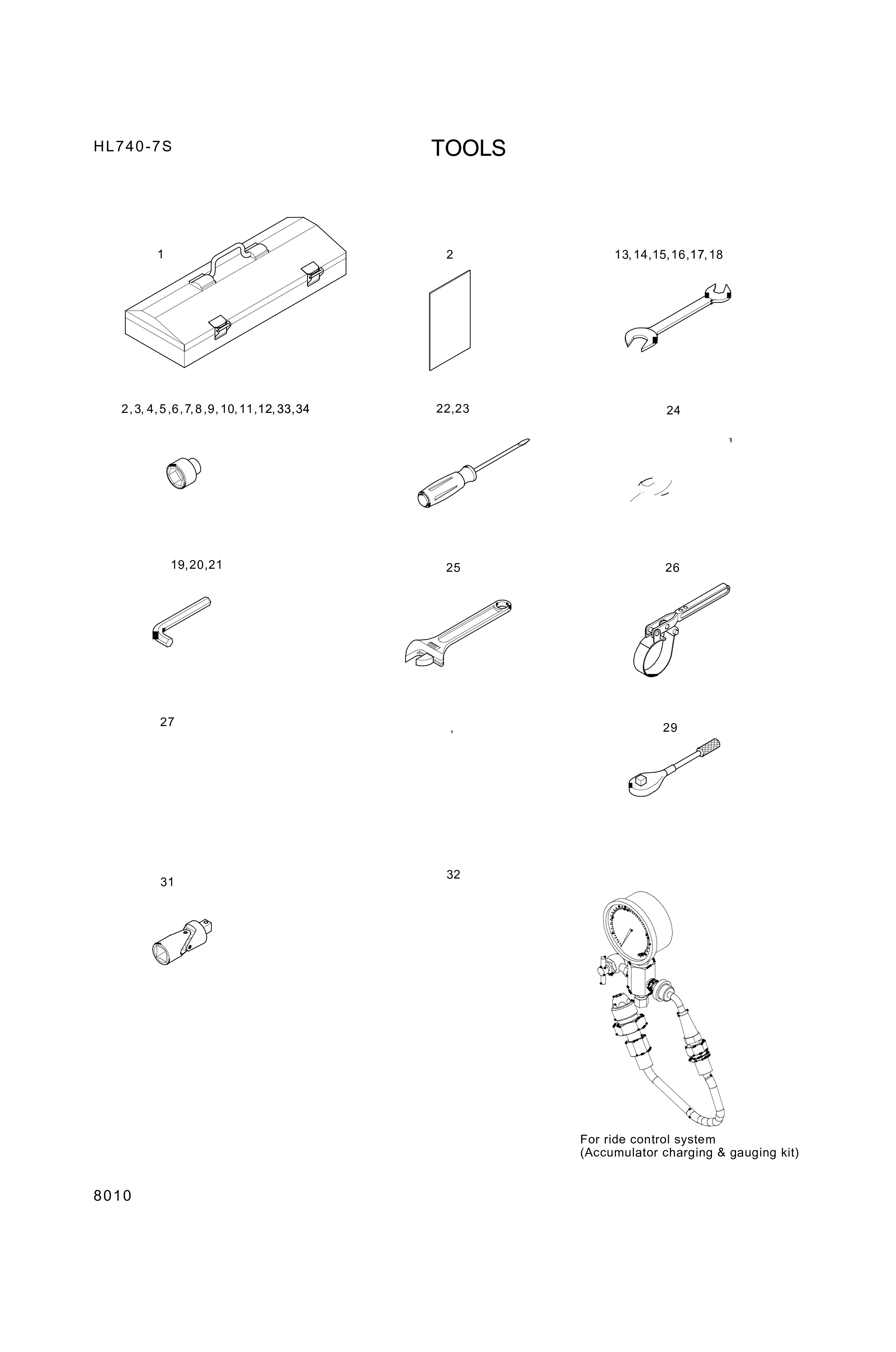 Technical drawing of Hyundai Construction Equipment 94L1-20012 DECAL-TOOL LIST with dimensions and layout (figure 2)