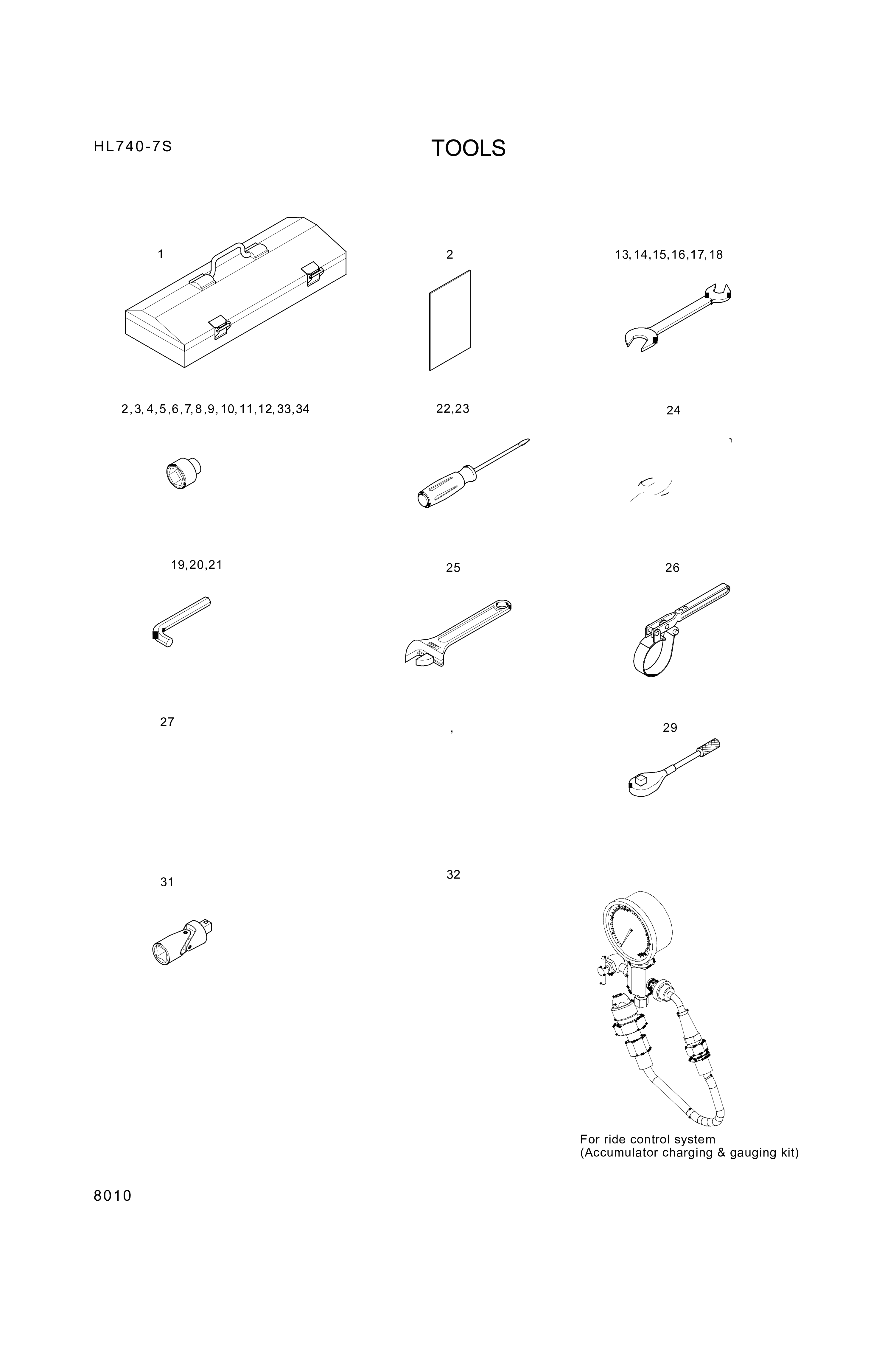 drawing for Hyundai Construction Equipment 94L1-20012 - DECAL-TOOL LIST (figure 2)