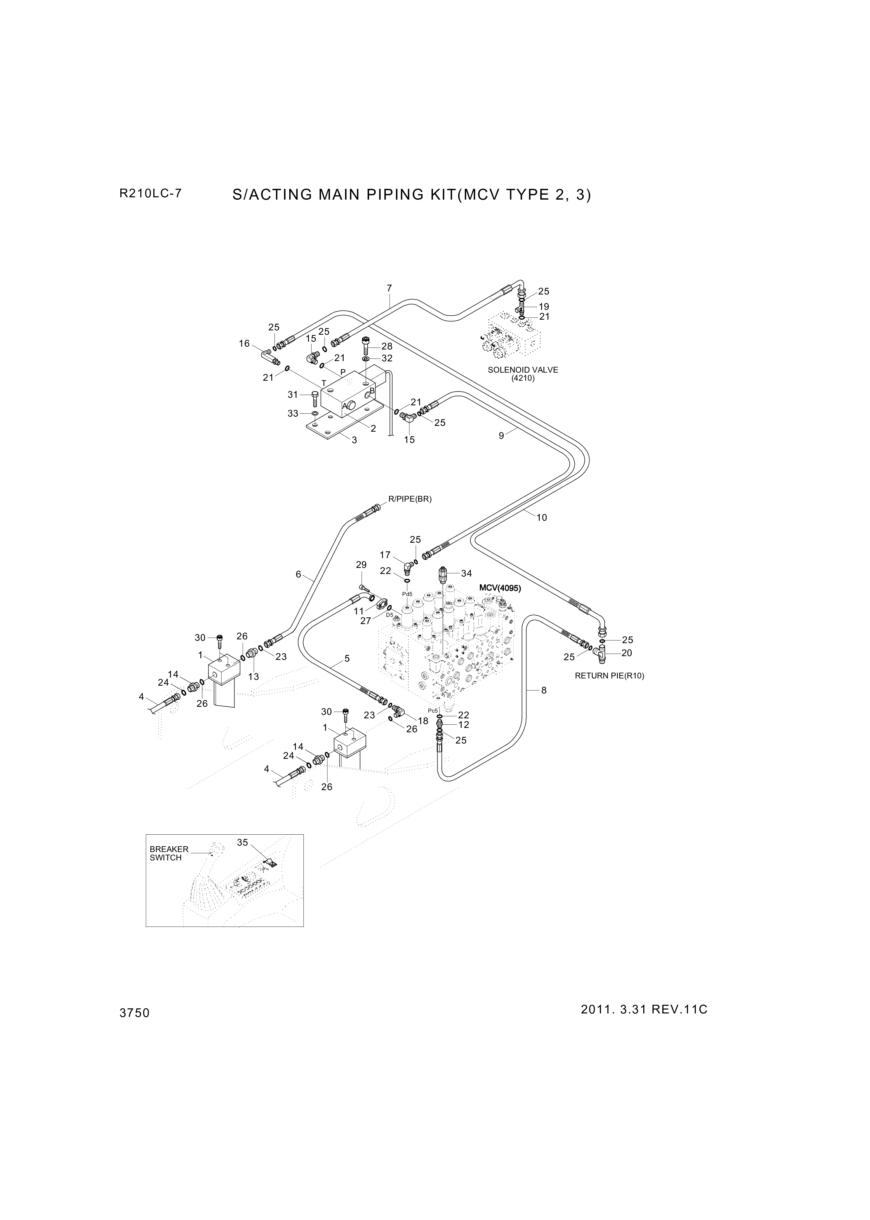 drawing for Hyundai Construction Equipment P973-166327 - HOSE ASSY-ORFS&FLG (figure 3)