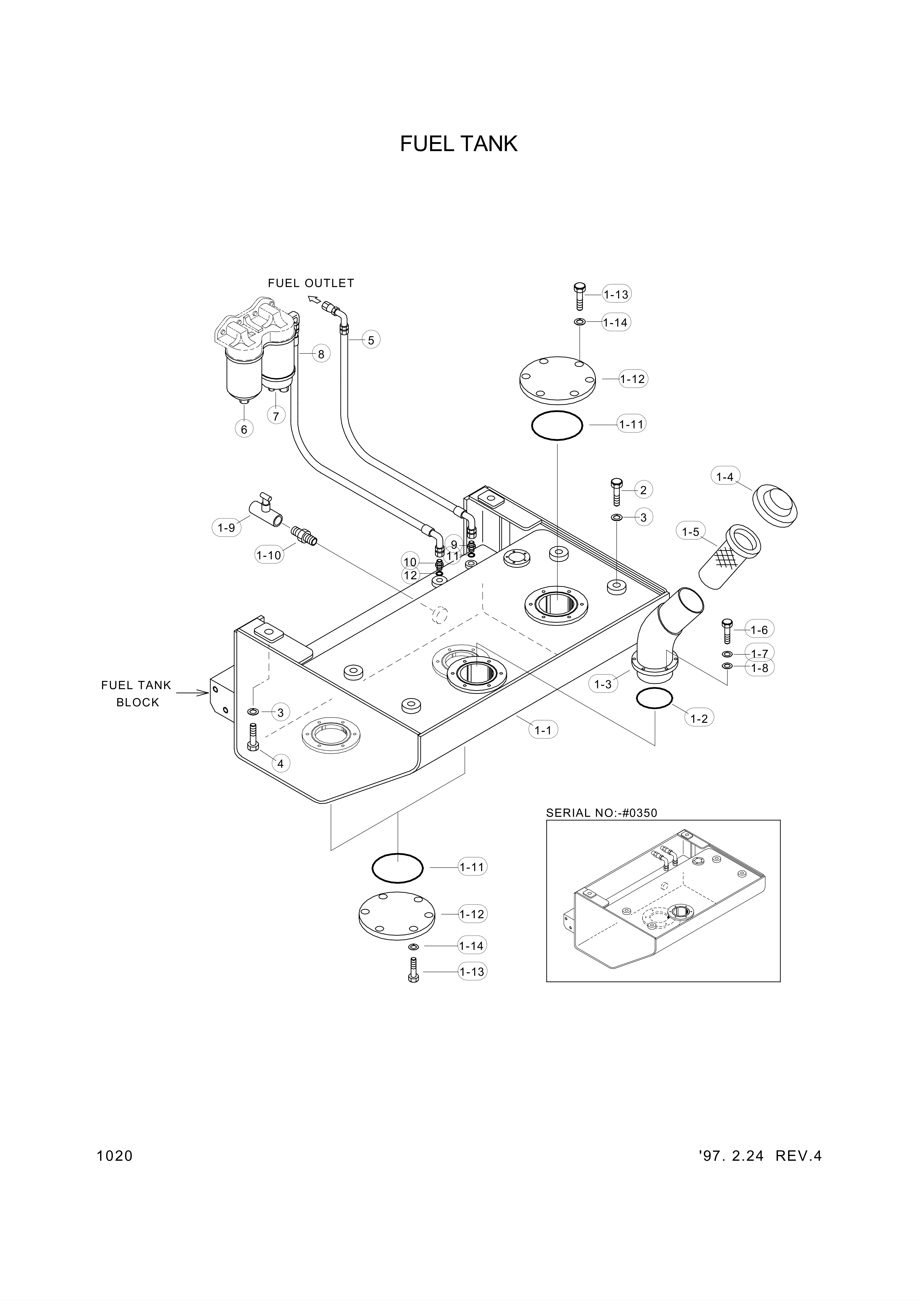 drawing for Hyundai Construction Equipment 14L1-00760 - BODY-FUELTANK (figure 1)