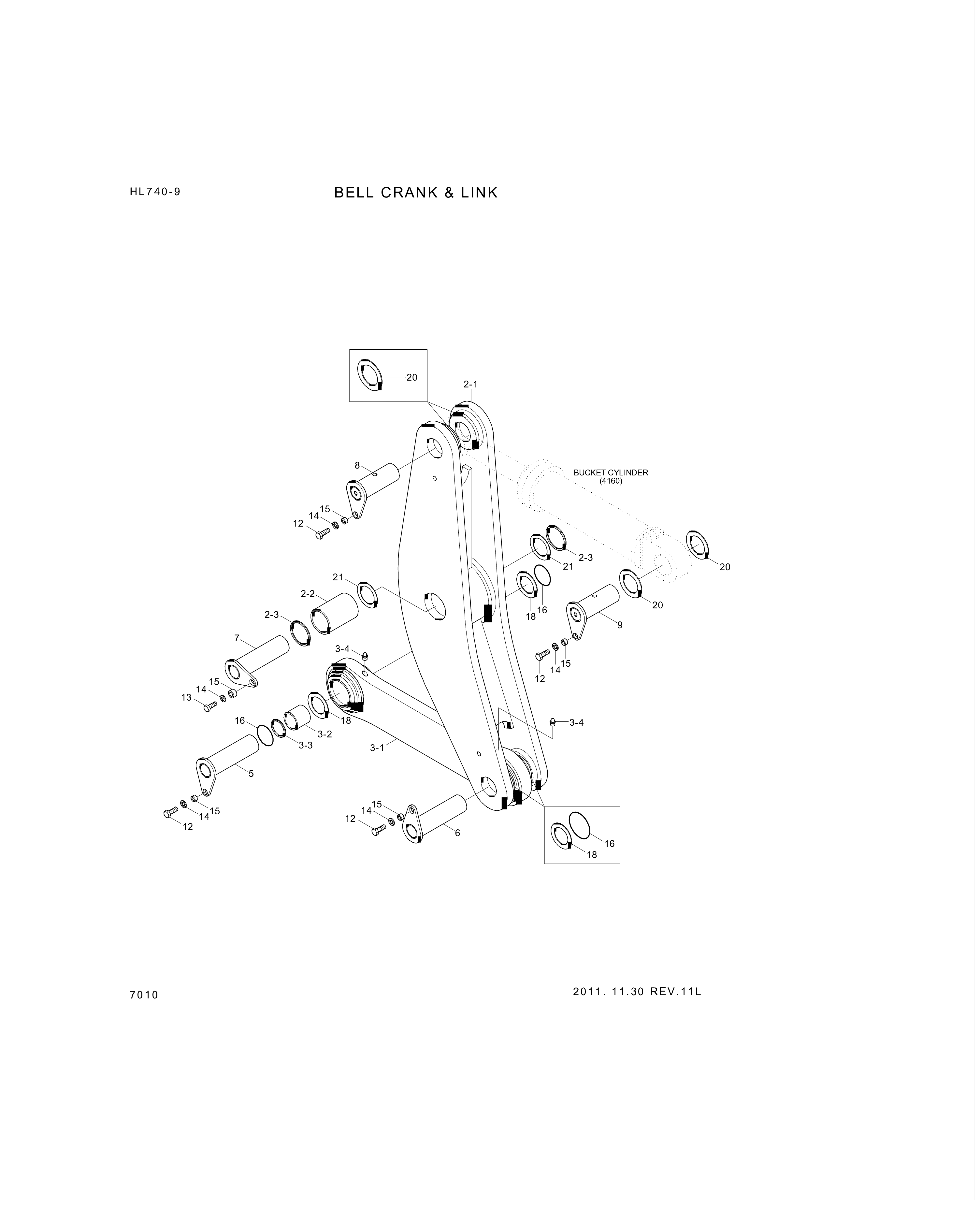 drawing for Hyundai Construction Equipment 61LN-10141 - BELLCRANK ASSY (figure 2)