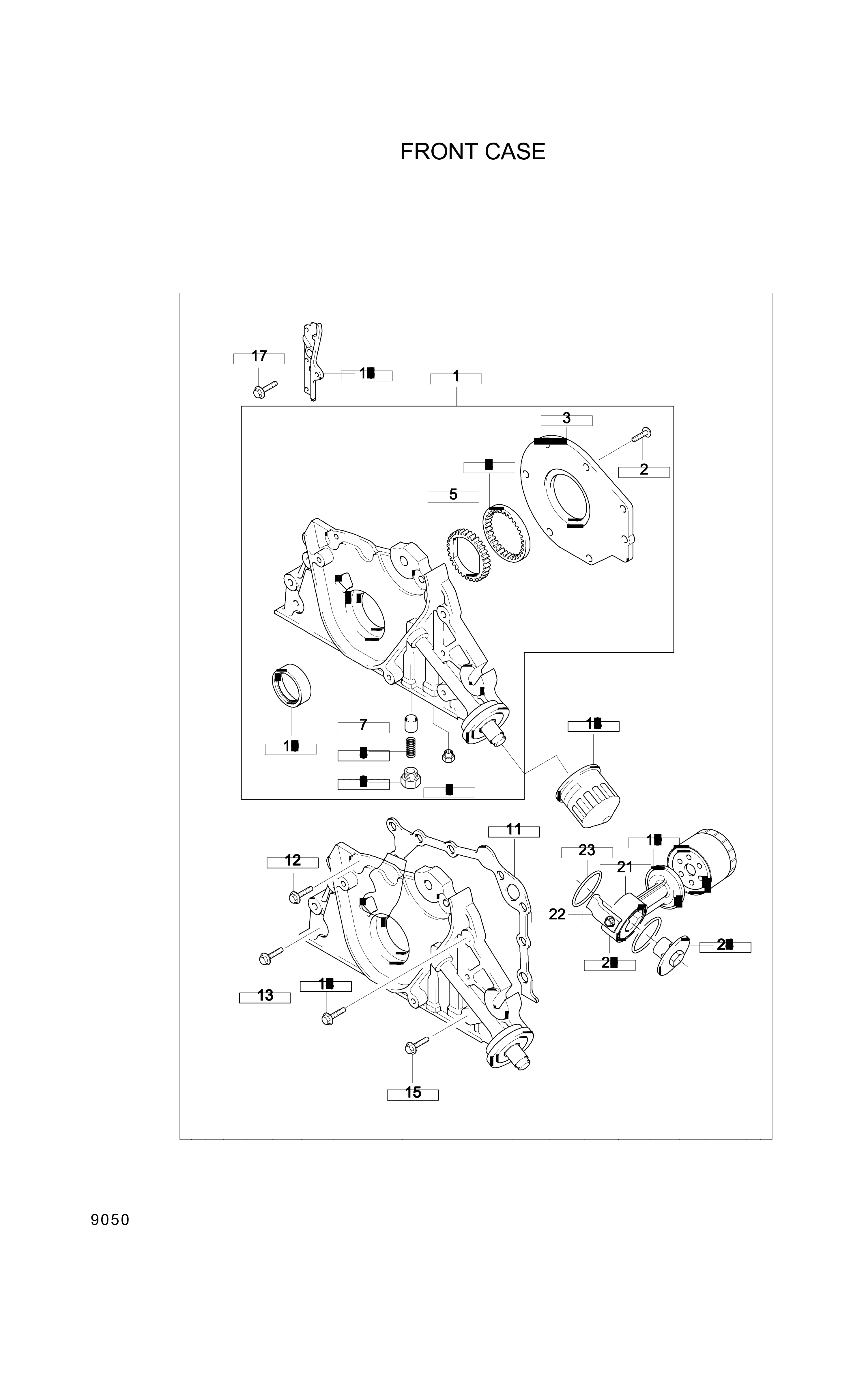 drawing for Hyundai Construction Equipment 21313-23012 - Cover-Oil Pump (figure 1)