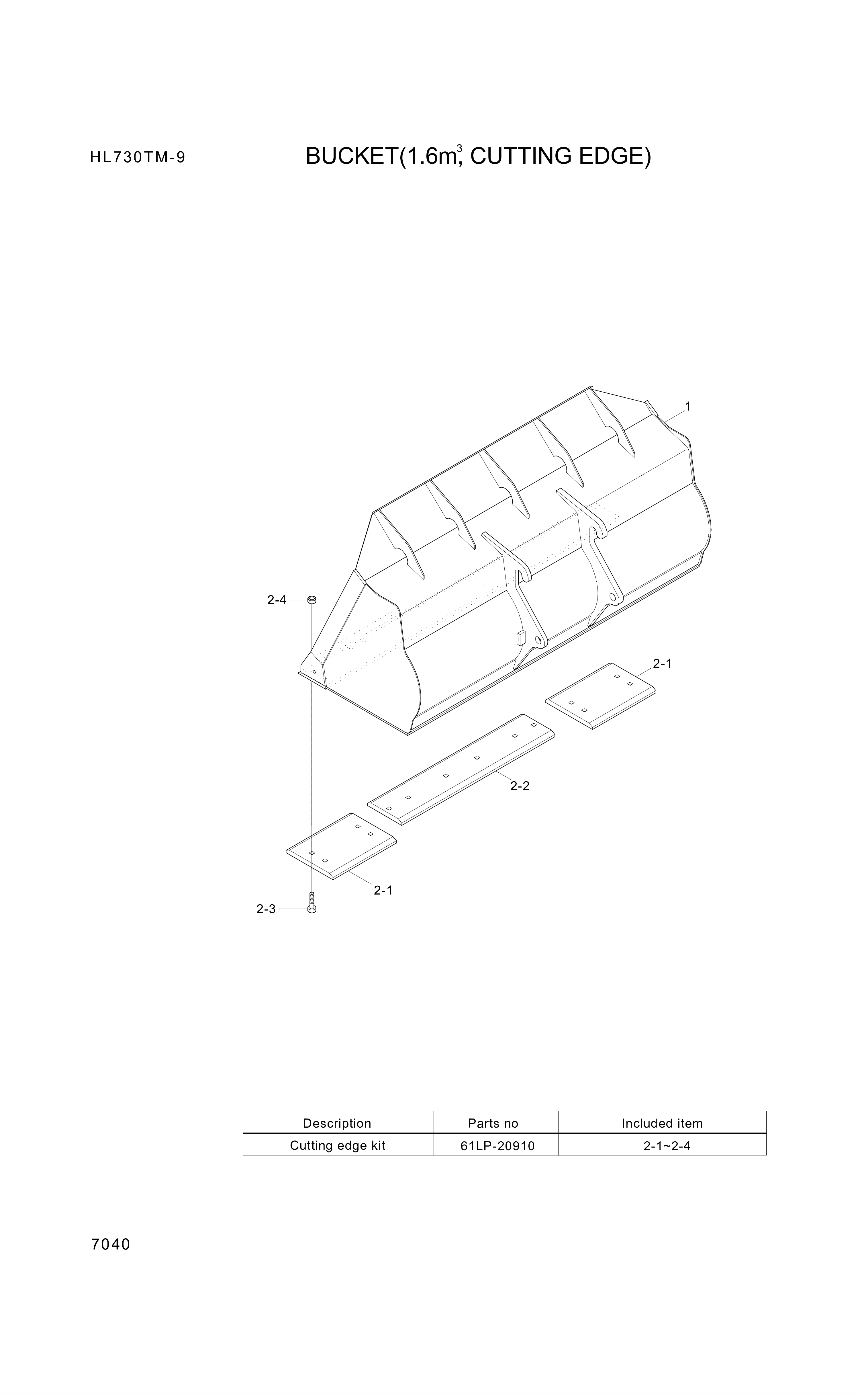 drawing for Hyundai Construction Equipment 61LP-20910 - CUTTINGEDGE KIT (figure 1)