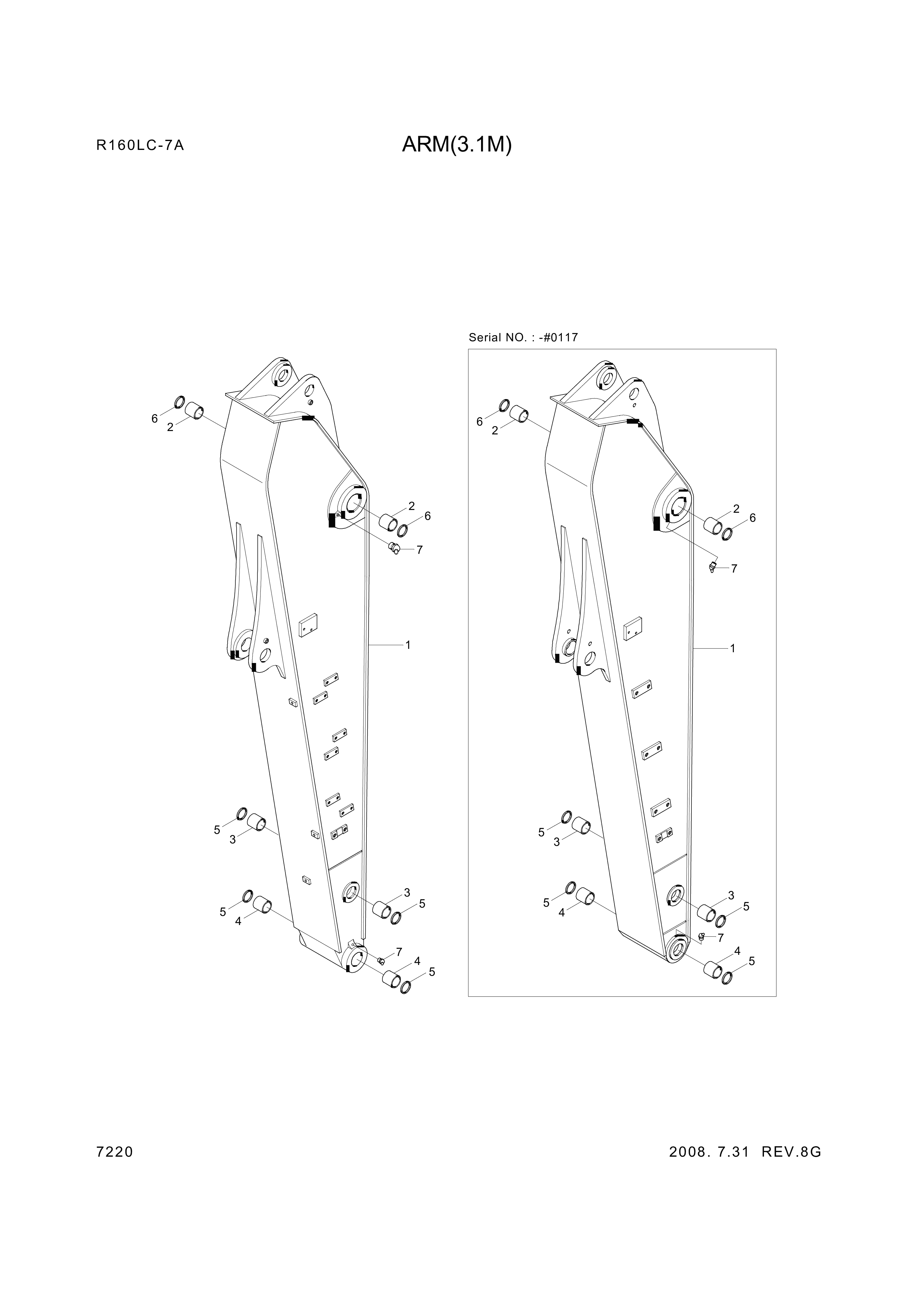 Technical drawing of Hyundai Construction Equipment 61EN-12330 BUSHING-BRONZE with dimensions and layout (figure 4)