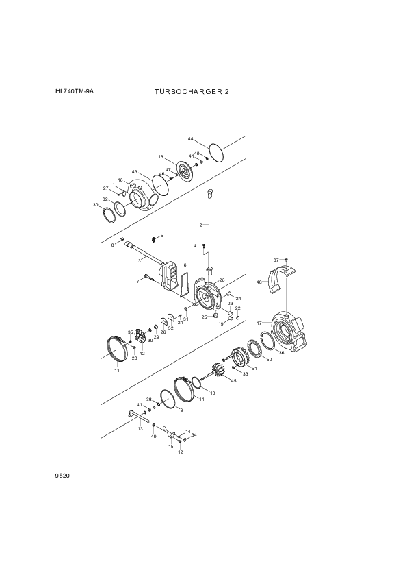 Technical drawing of Hyundai Construction Equipment 3596179 BLOCK-TURBO with dimensions and layout (figure 3)