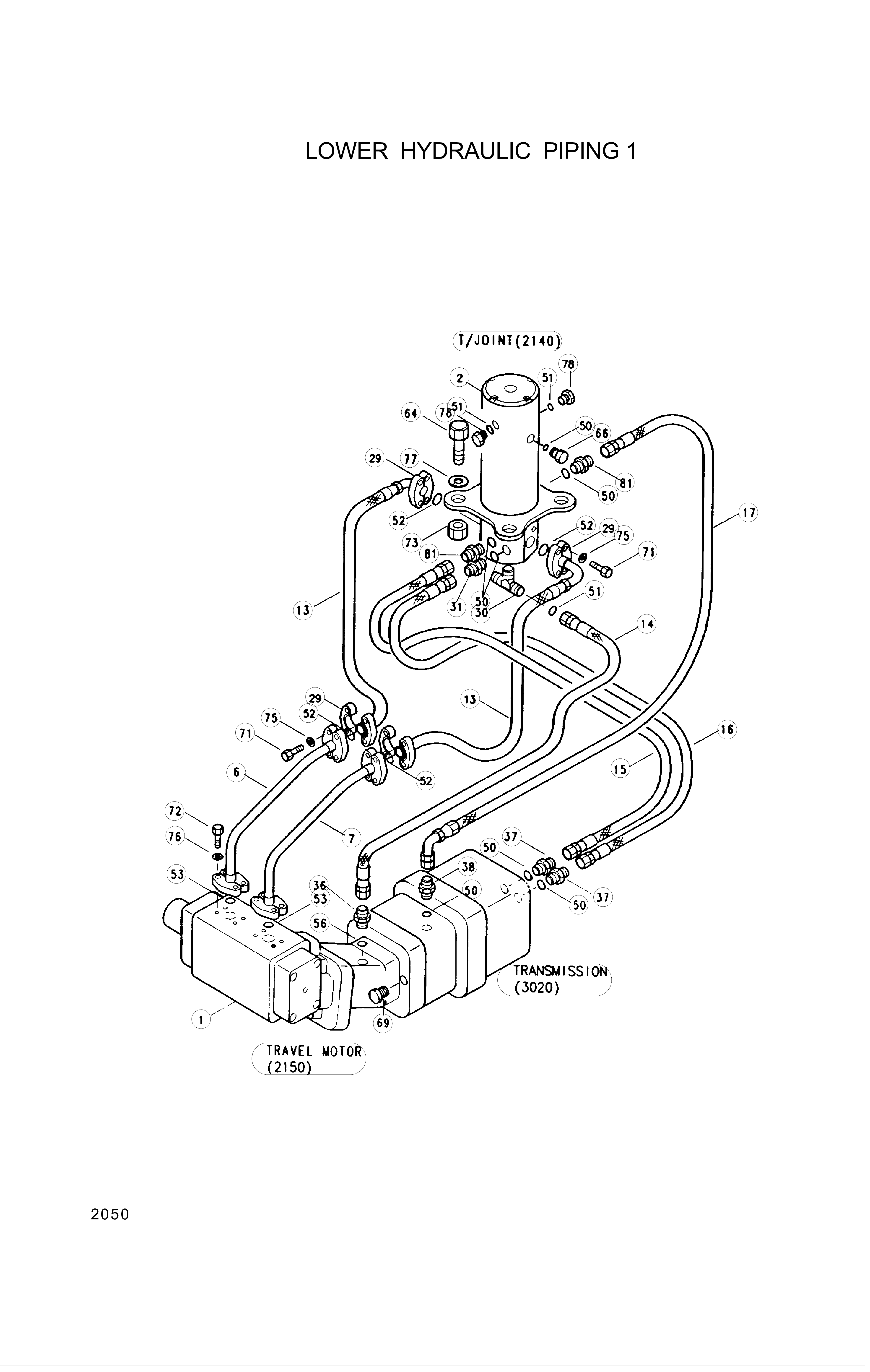 drawing for Hyundai Construction Equipment 31E3-00080 - MOTOR ASSY-TRAVEL (figure 1)