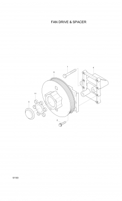 Technical drawing of Hyundai Construction Equipment YUBP-05215 BELT-FAN with dimensions and layout
