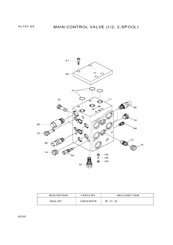 drawing for Hyundai Construction Equipment ZGAR-00676 - VALVE ASSY-RELIEF/PRESS (figure 2)