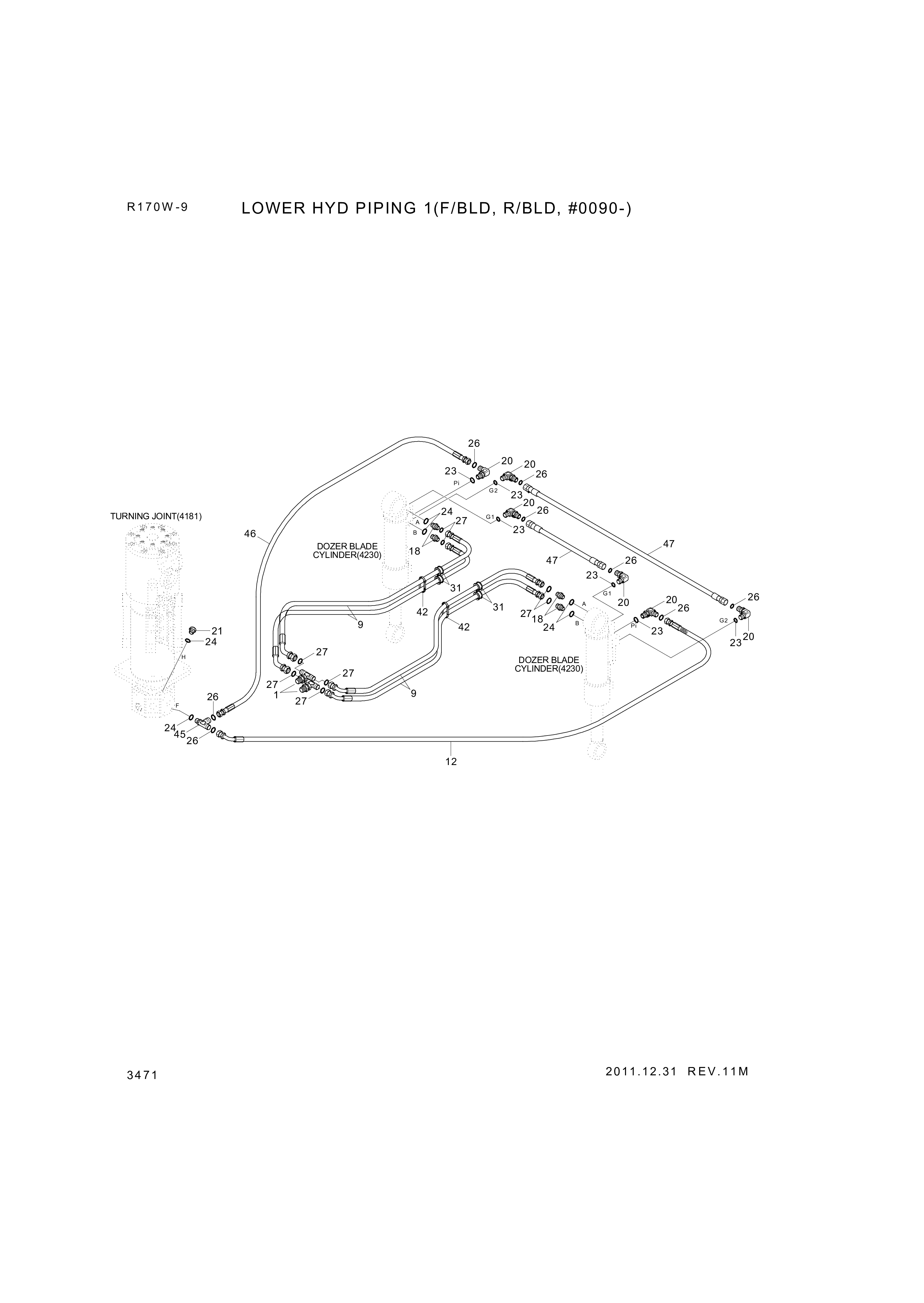 drawing for Hyundai Construction Equipment P933-044037 - HOSE ASSY-ORFS&THD (figure 1)