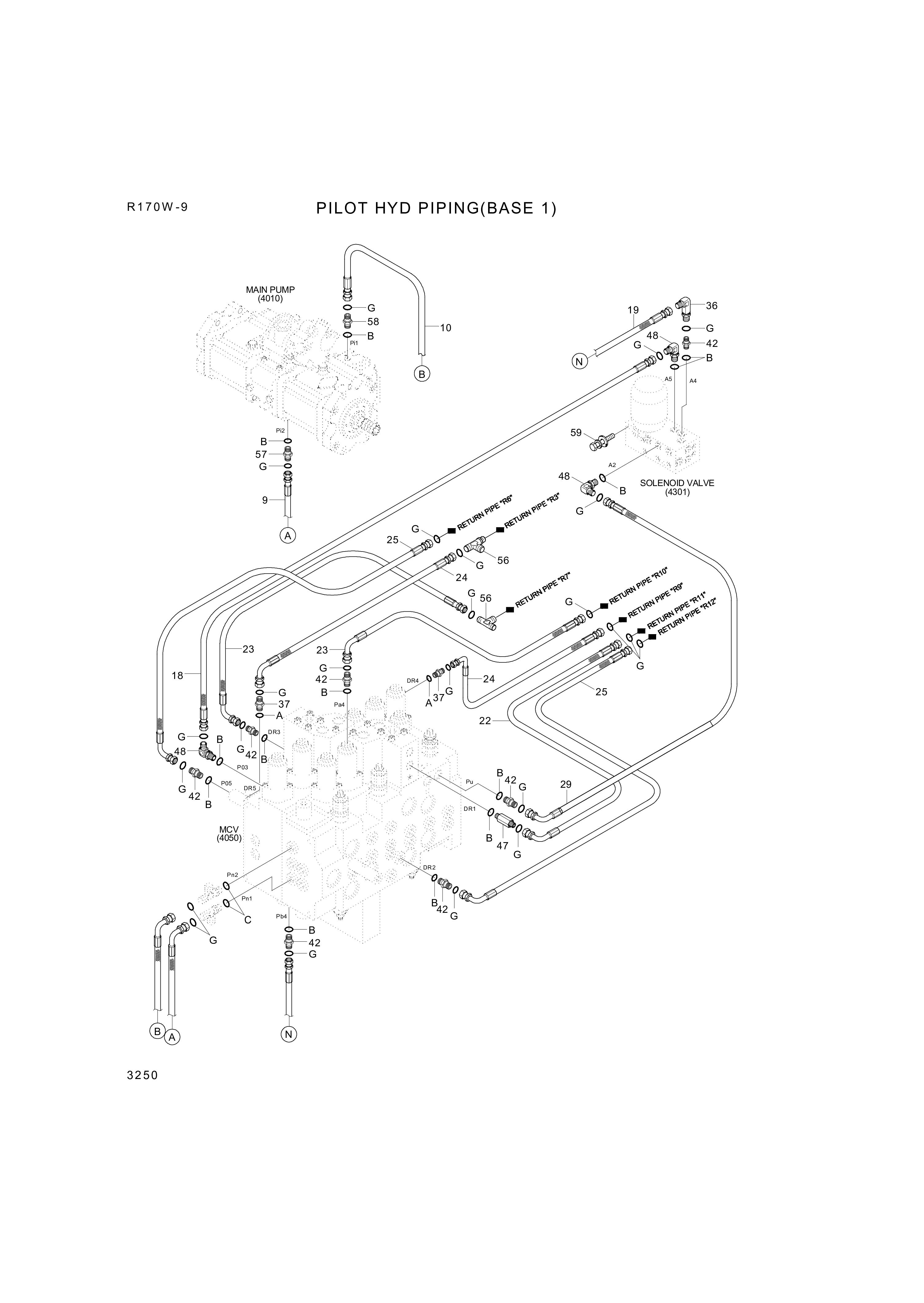 drawing for Hyundai Construction Equipment X420-042040 - HOSE ASSY-SYNF&ORFS (figure 1)