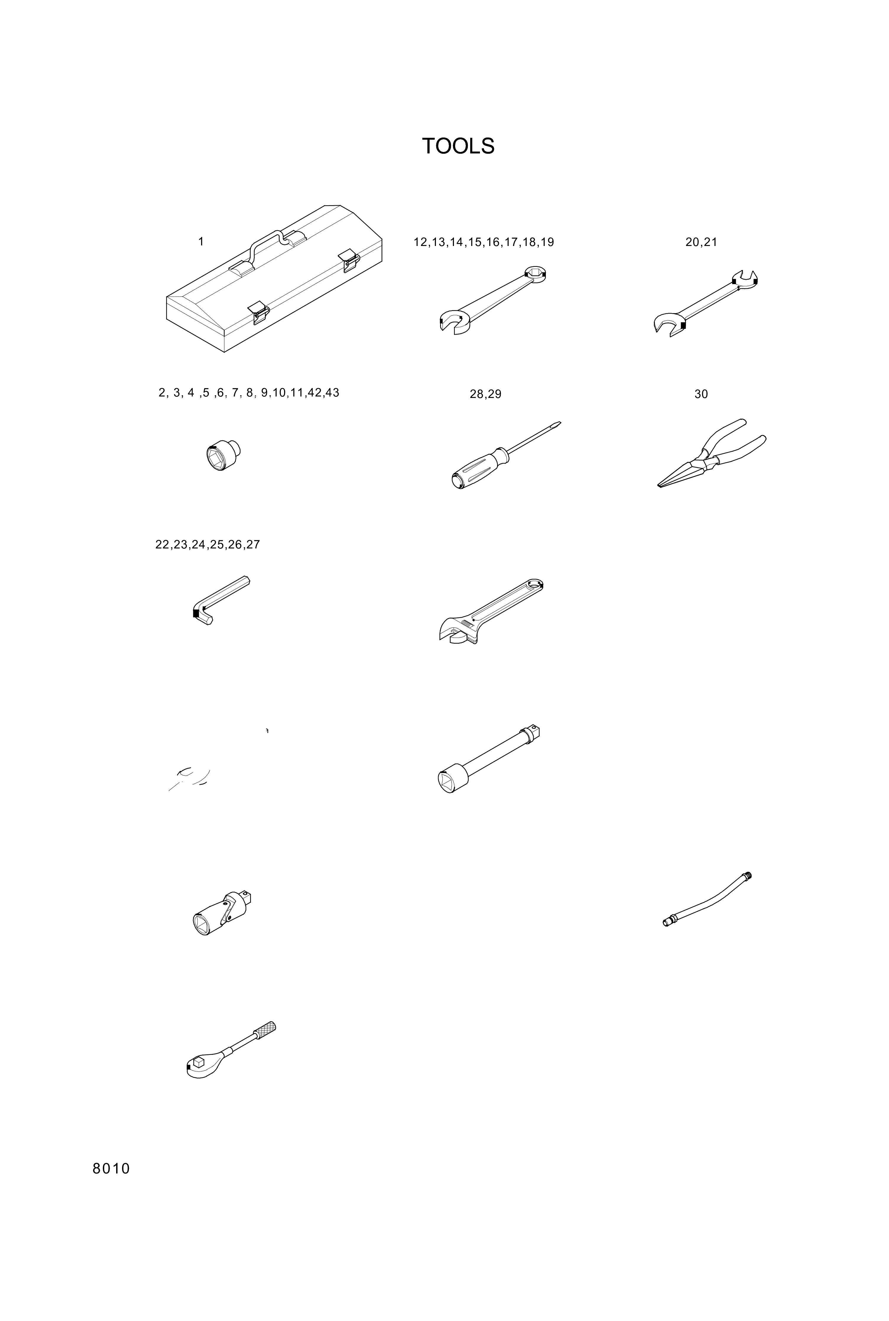 drawing for Hyundai Construction Equipment 94L1-20012 - DECAL-TOOL LIST (figure 3)