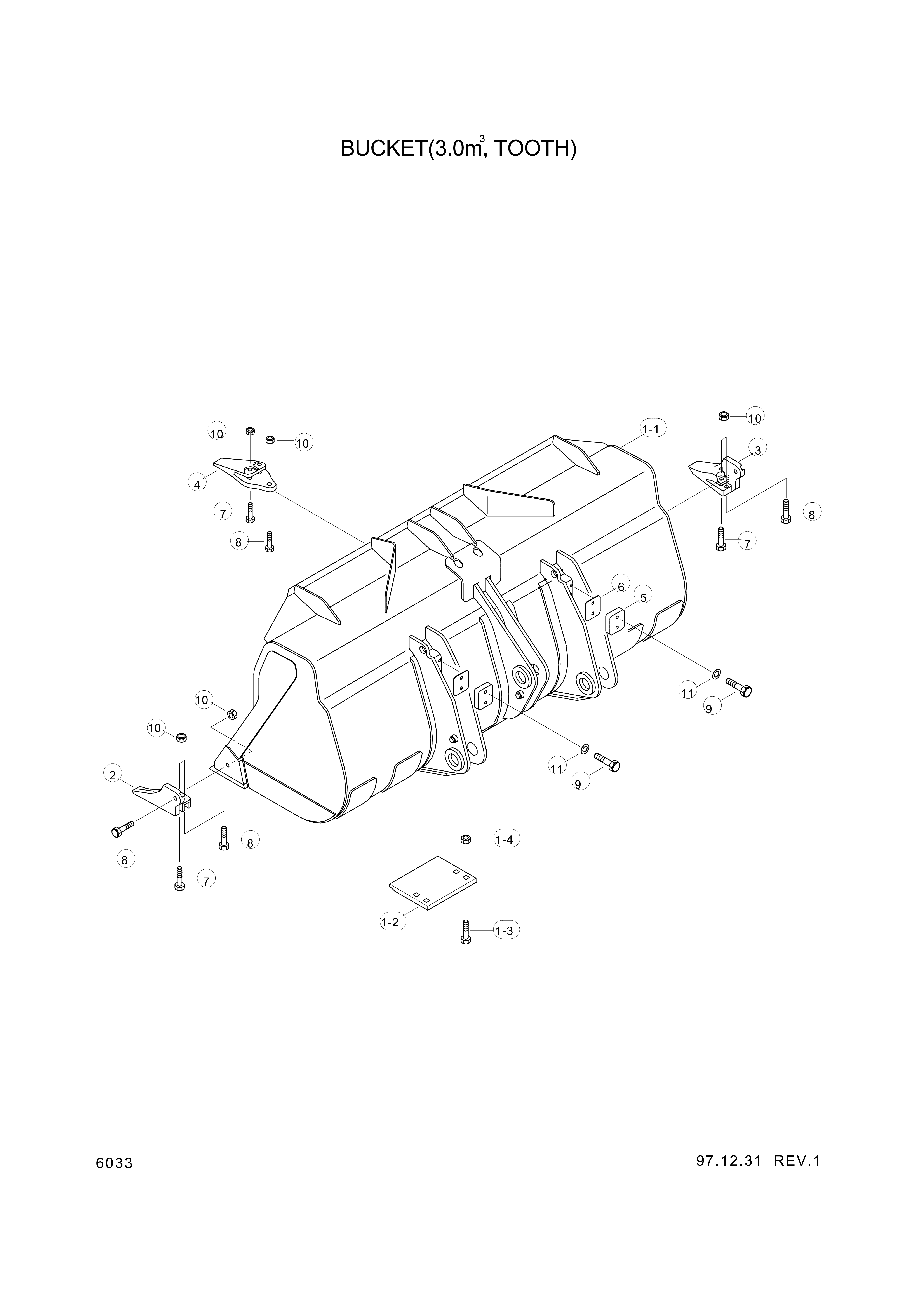 drawing for Hyundai Construction Equipment 61L1-3029BG - TOOTH-RH (figure 3)