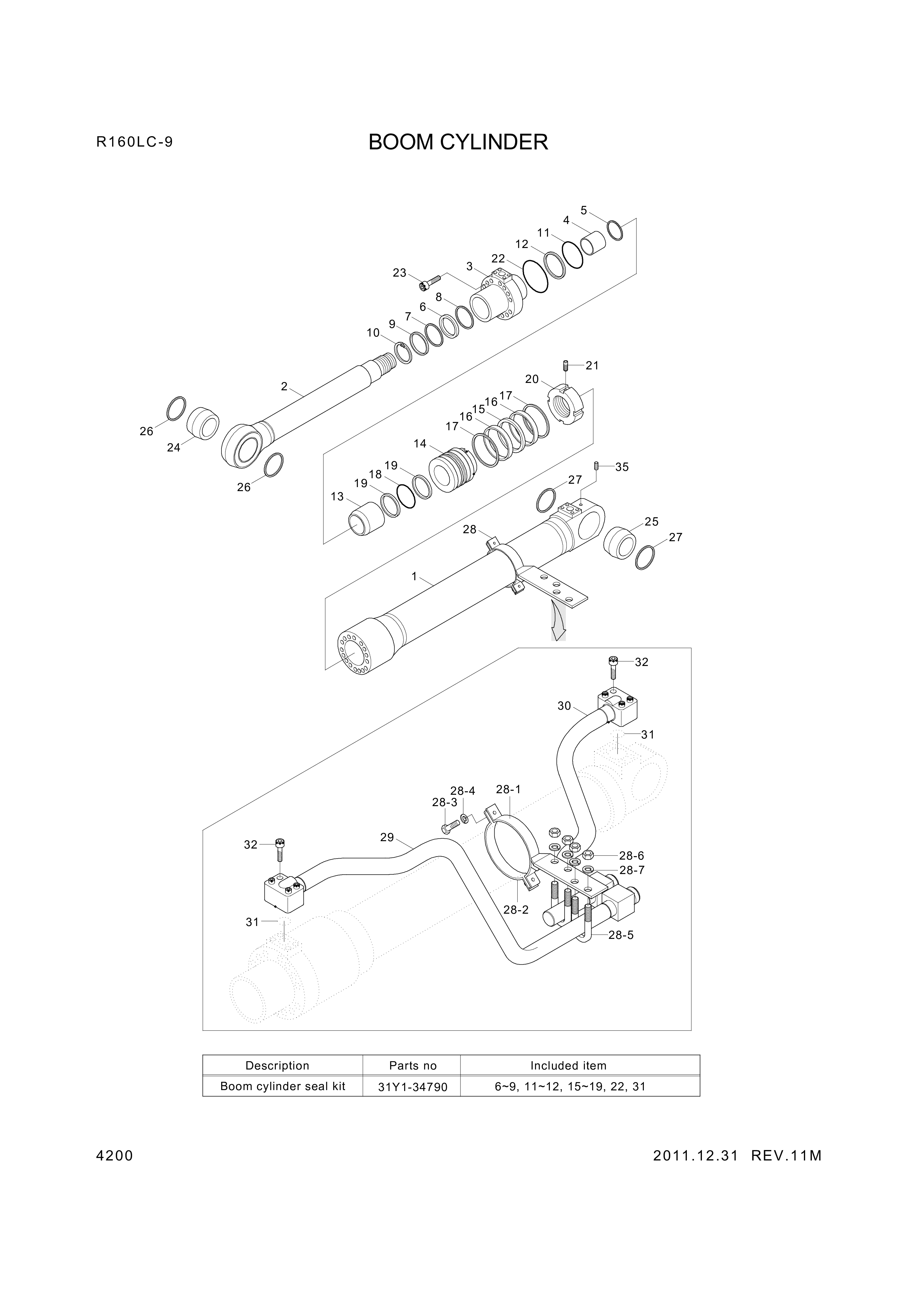 drawing for Hyundai Construction Equipment 61M9-90750 - BUSHING-PIN (figure 3)