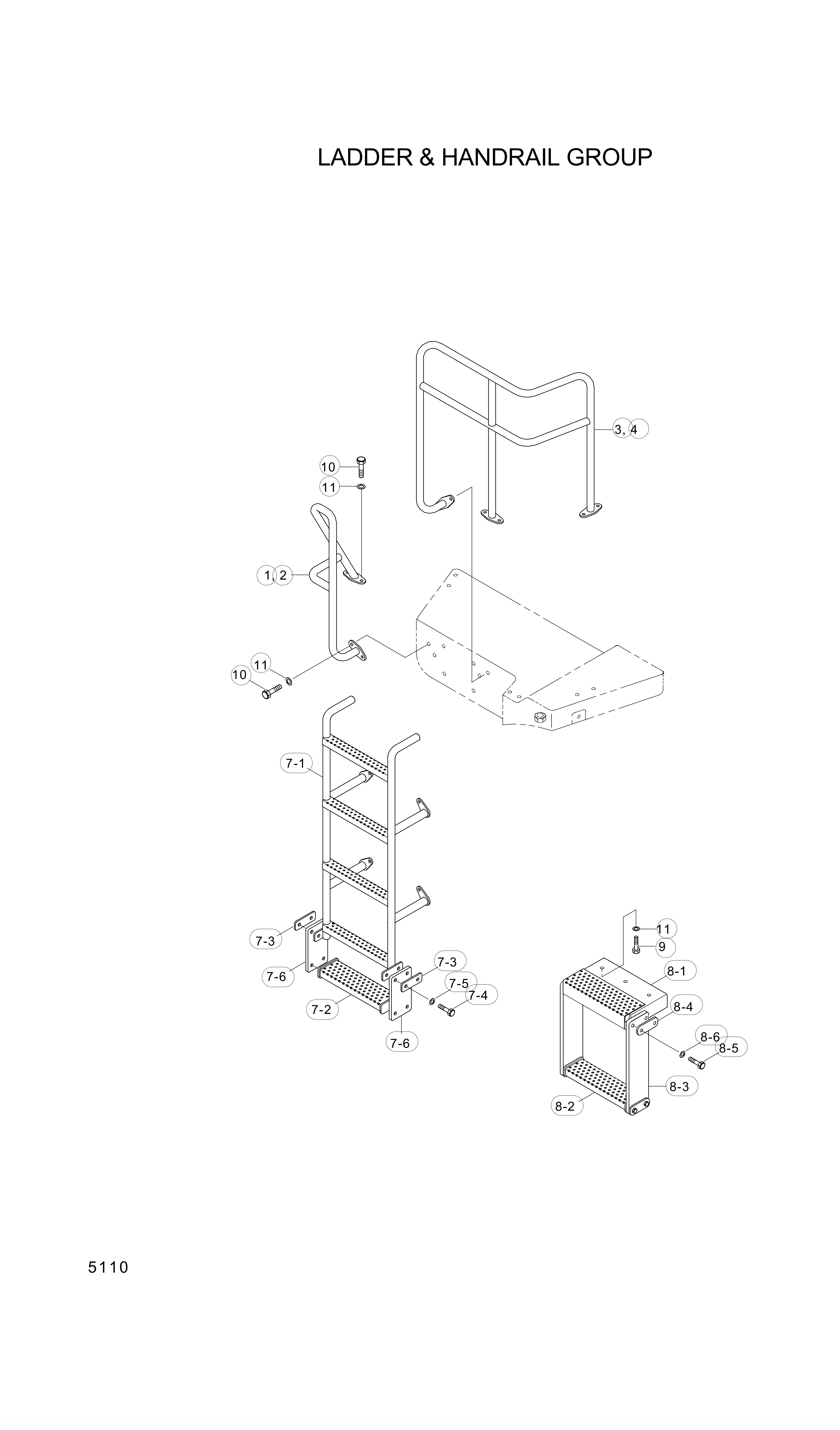 drawing for Hyundai Construction Equipment 74L1-20670 - LADDER (figure 1)