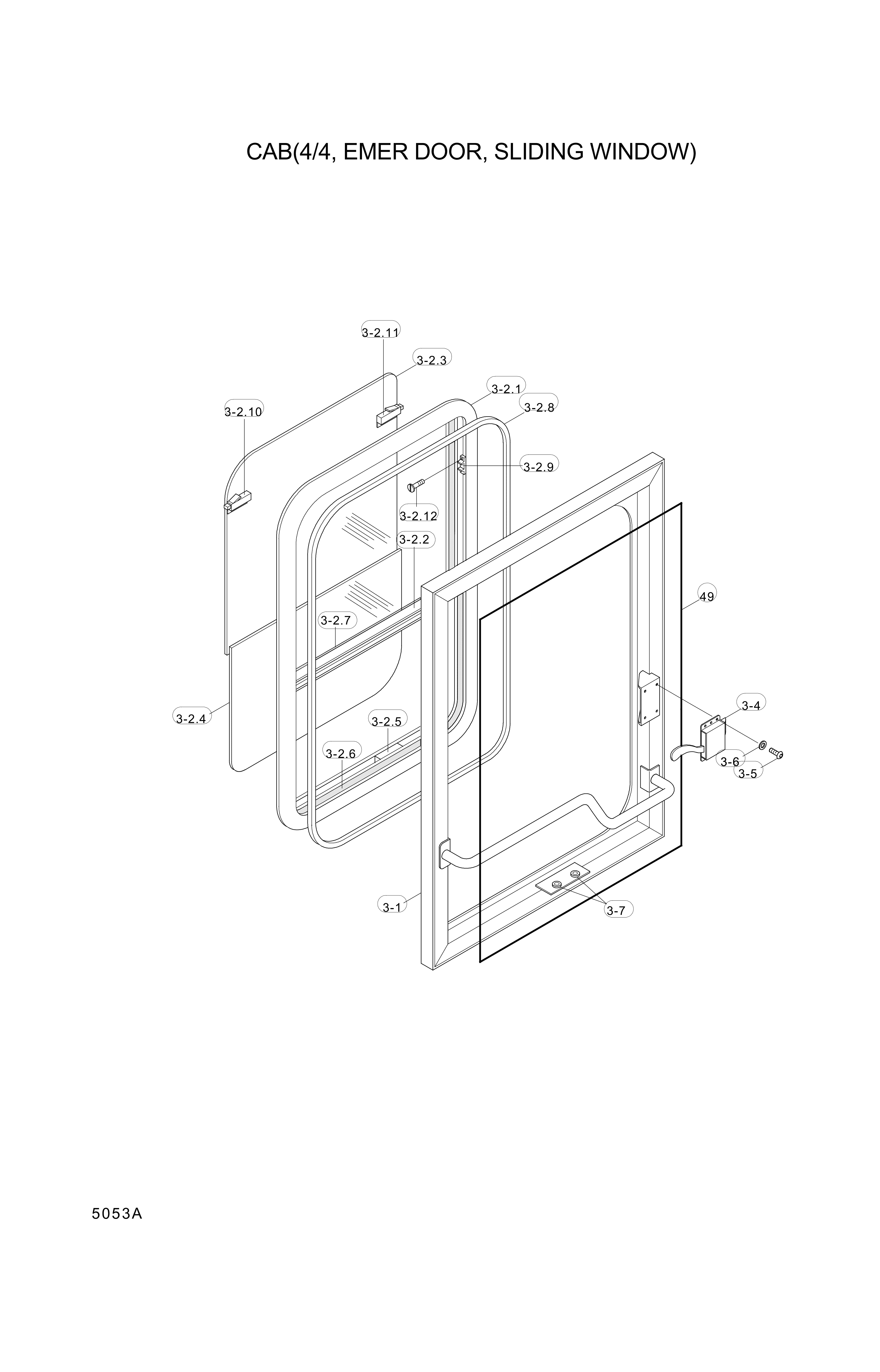 drawing for Hyundai Construction Equipment 74L3-05740 - WINDOW ASSY-SLIDING (figure 2)