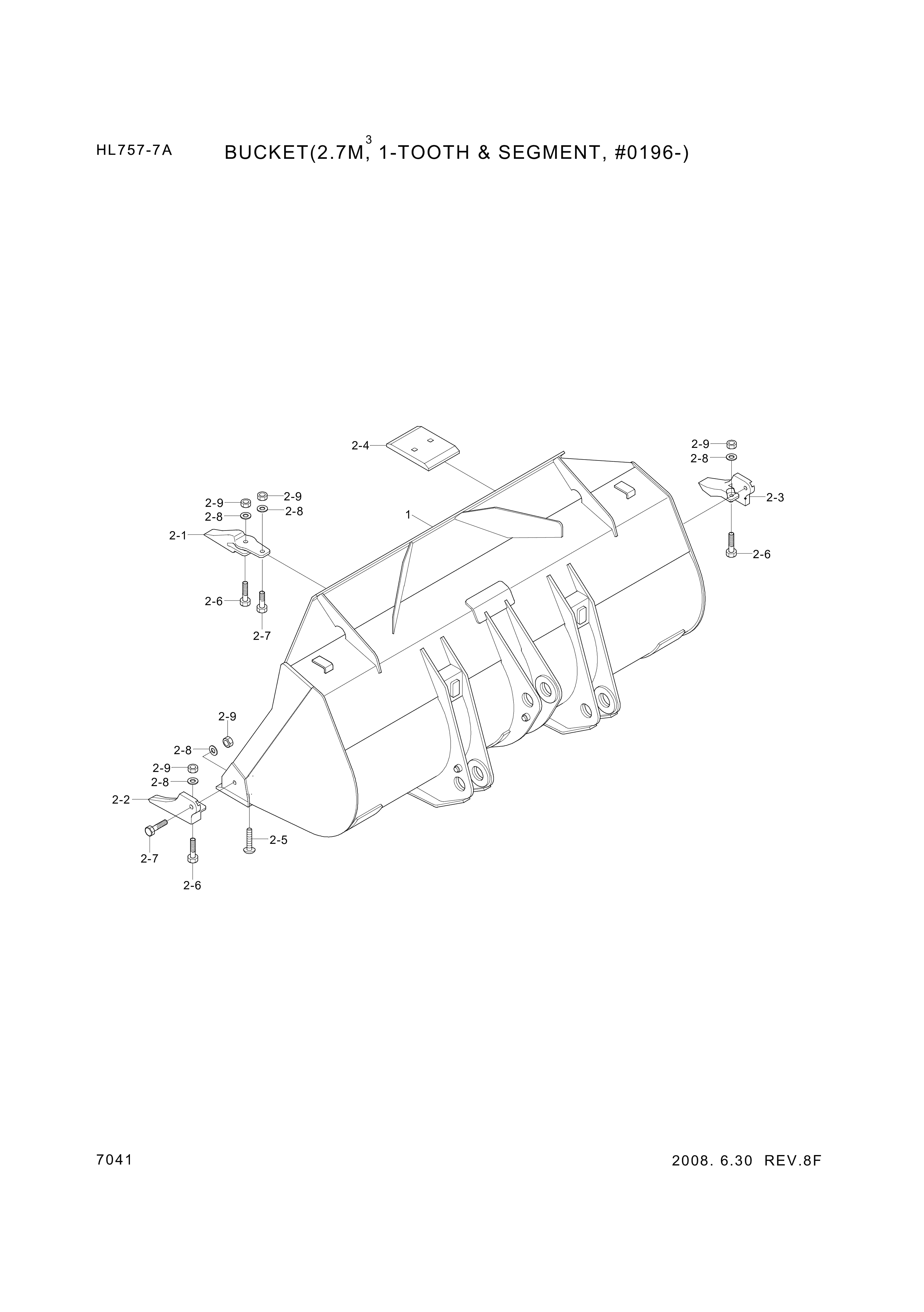 drawing for Hyundai Construction Equipment 61LD-06220 - Bucket Wa (figure 1)