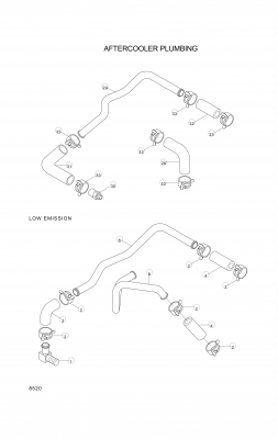 Technical drawing of Hyundai Construction Equipment YUBP-07056 HOSE-ELBOW with dimensions and layout (figure 5)