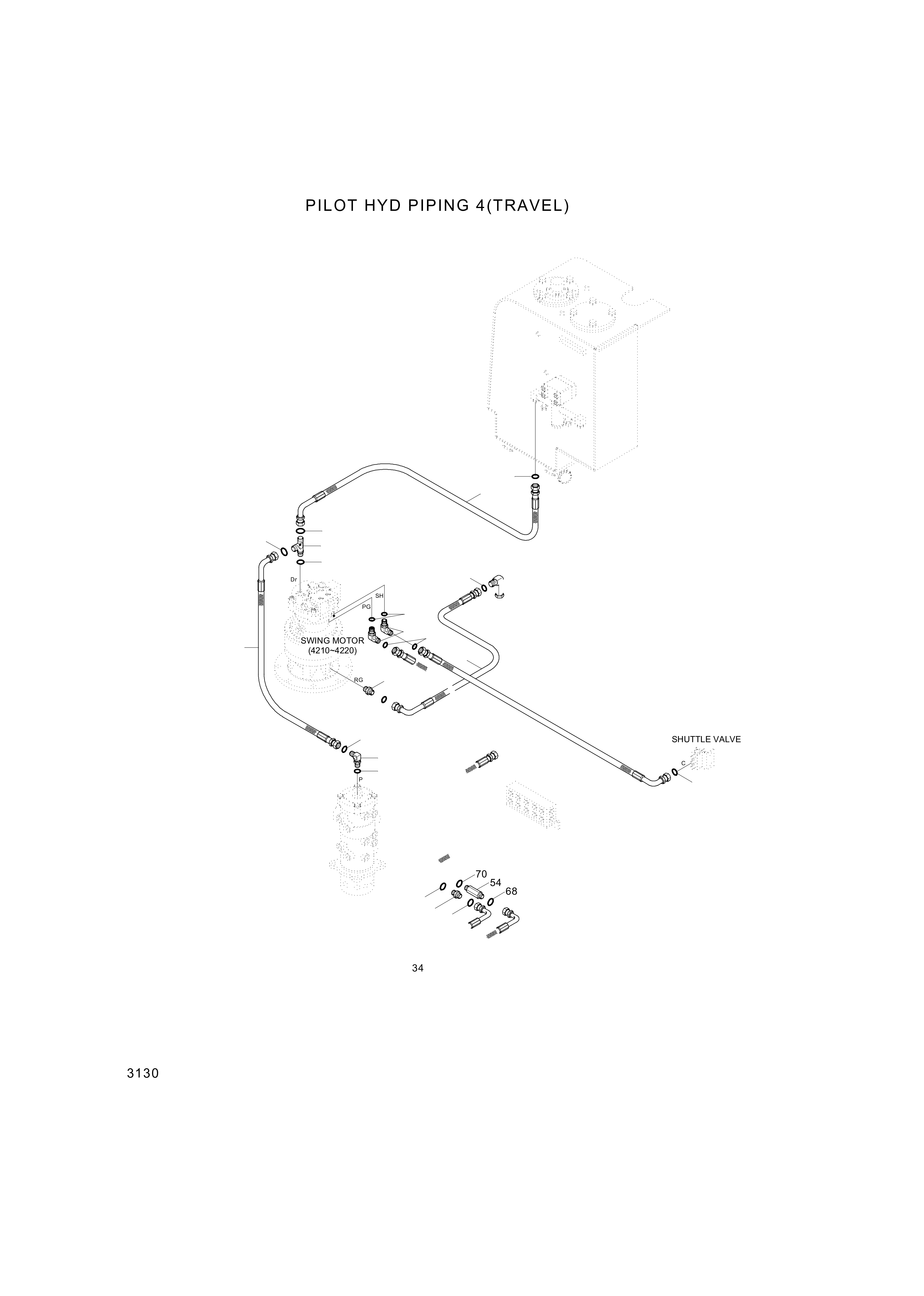 Technical drawing of Hyundai Construction Equipment P930-062009 HOSE ASSY-ORFS&amp;THD with dimensions and layout (figure 4)