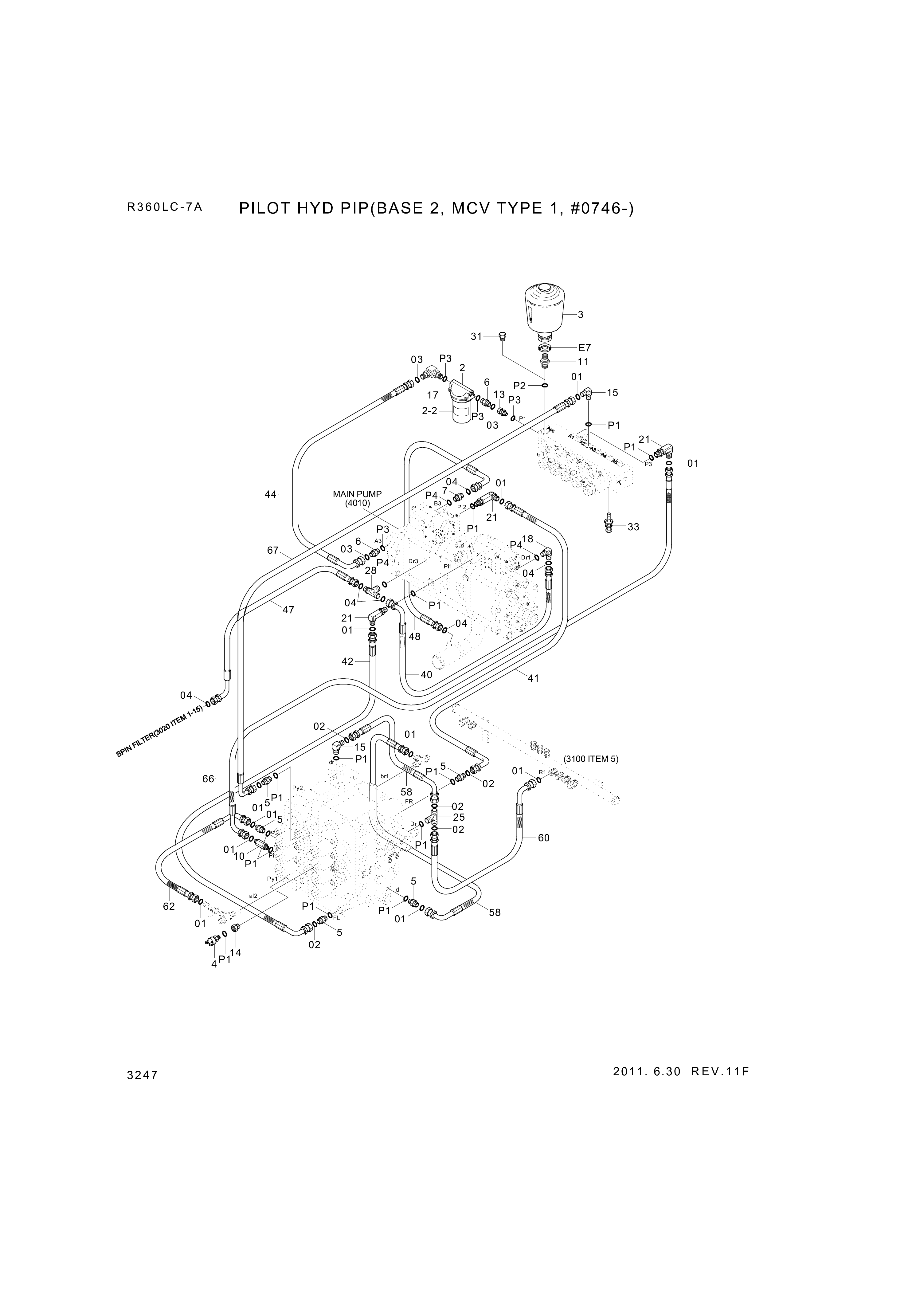 drawing for Hyundai Construction Equipment P930-043043 - HOSE ASSY-ORFS&THD (figure 3)