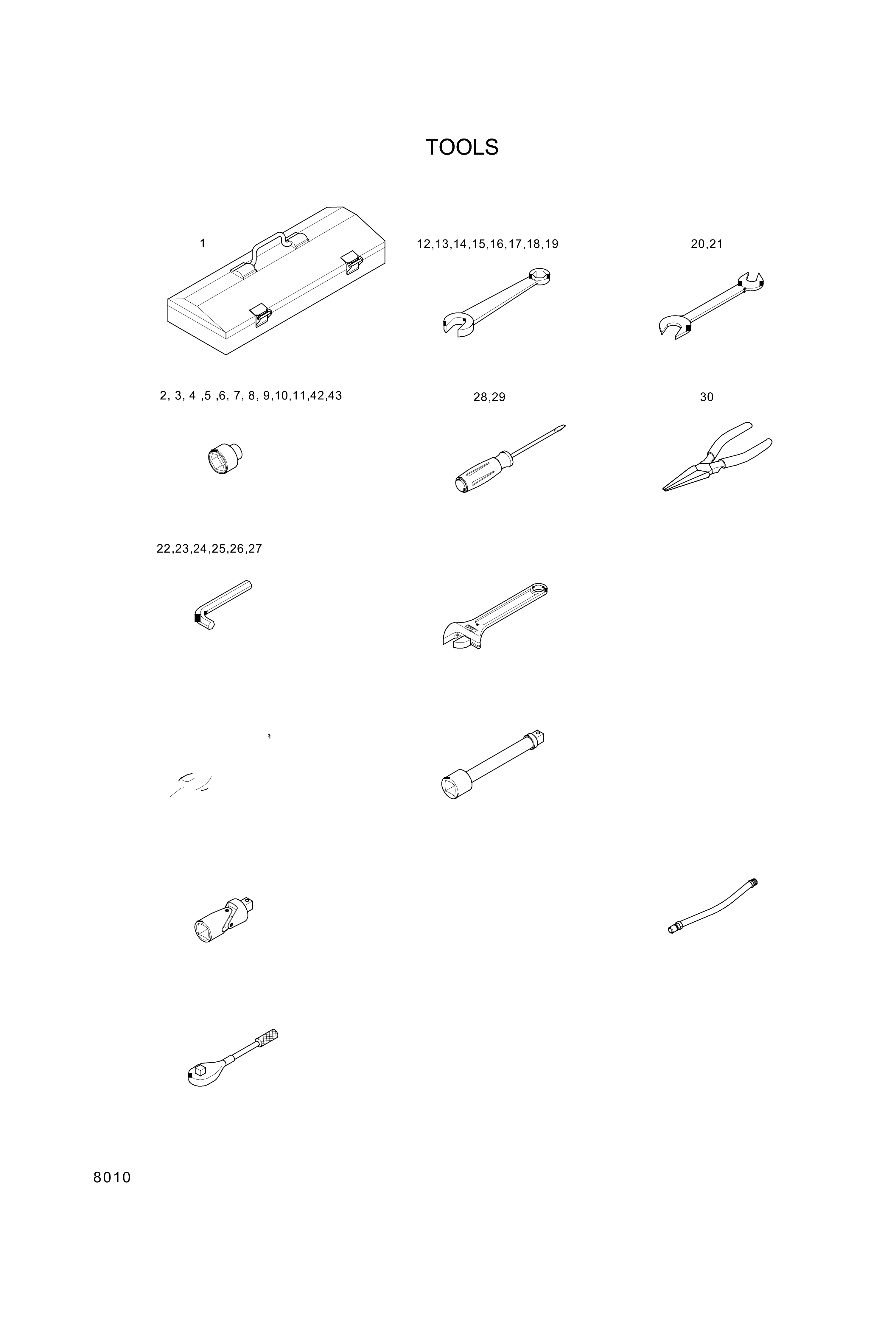 drawing for Hyundai Construction Equipment 94L1-20012 - DECAL-TOOL LIST (figure 4)