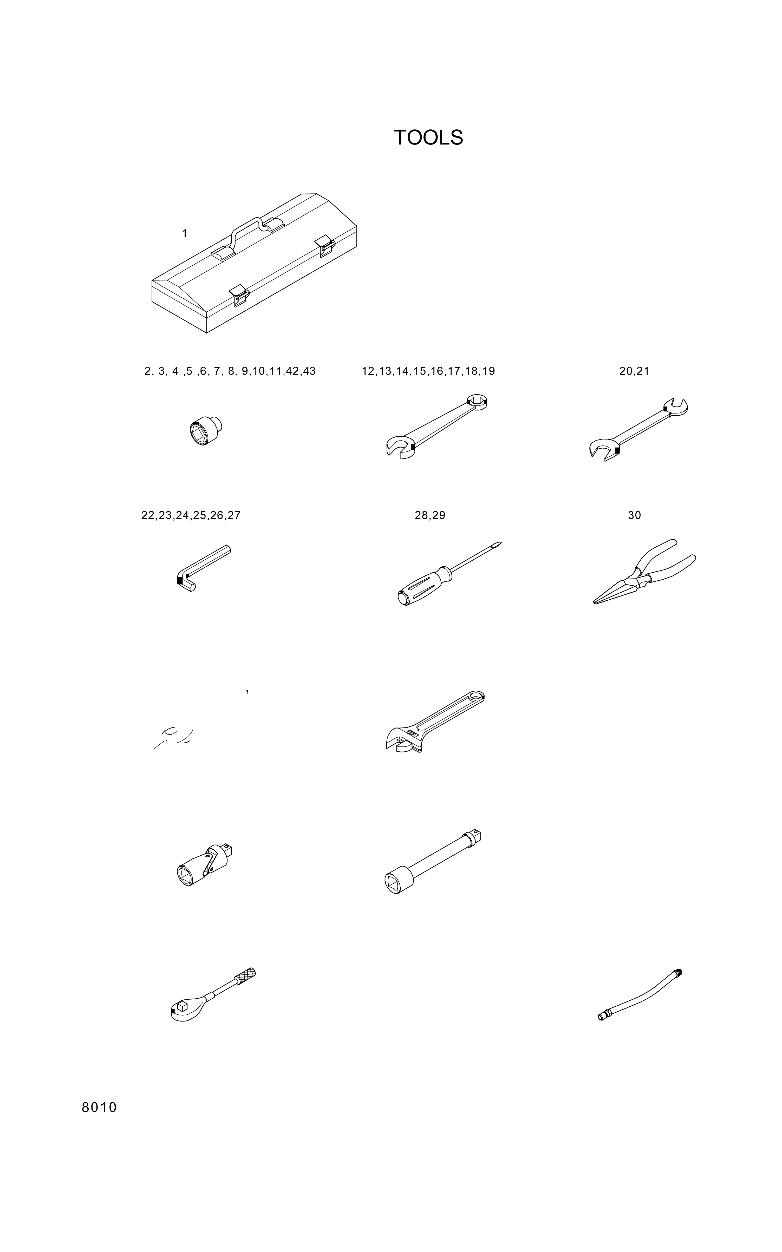 drawing for Hyundai Construction Equipment 94L1-20012 - DECAL-TOOL LIST (figure 5)