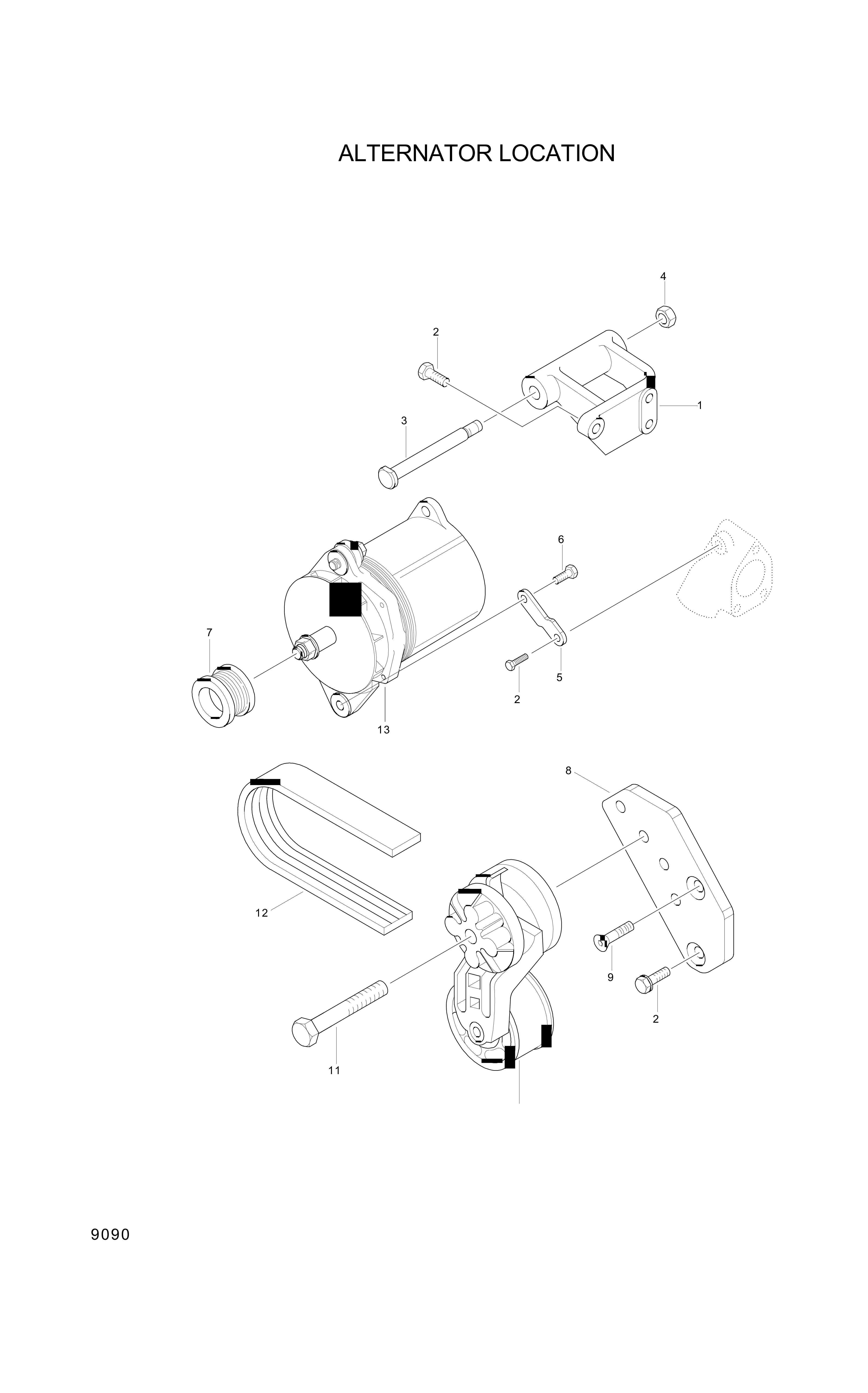 drawing for Hyundai Construction Equipment YUBP-05173 - BELT-FAN (figure 1)