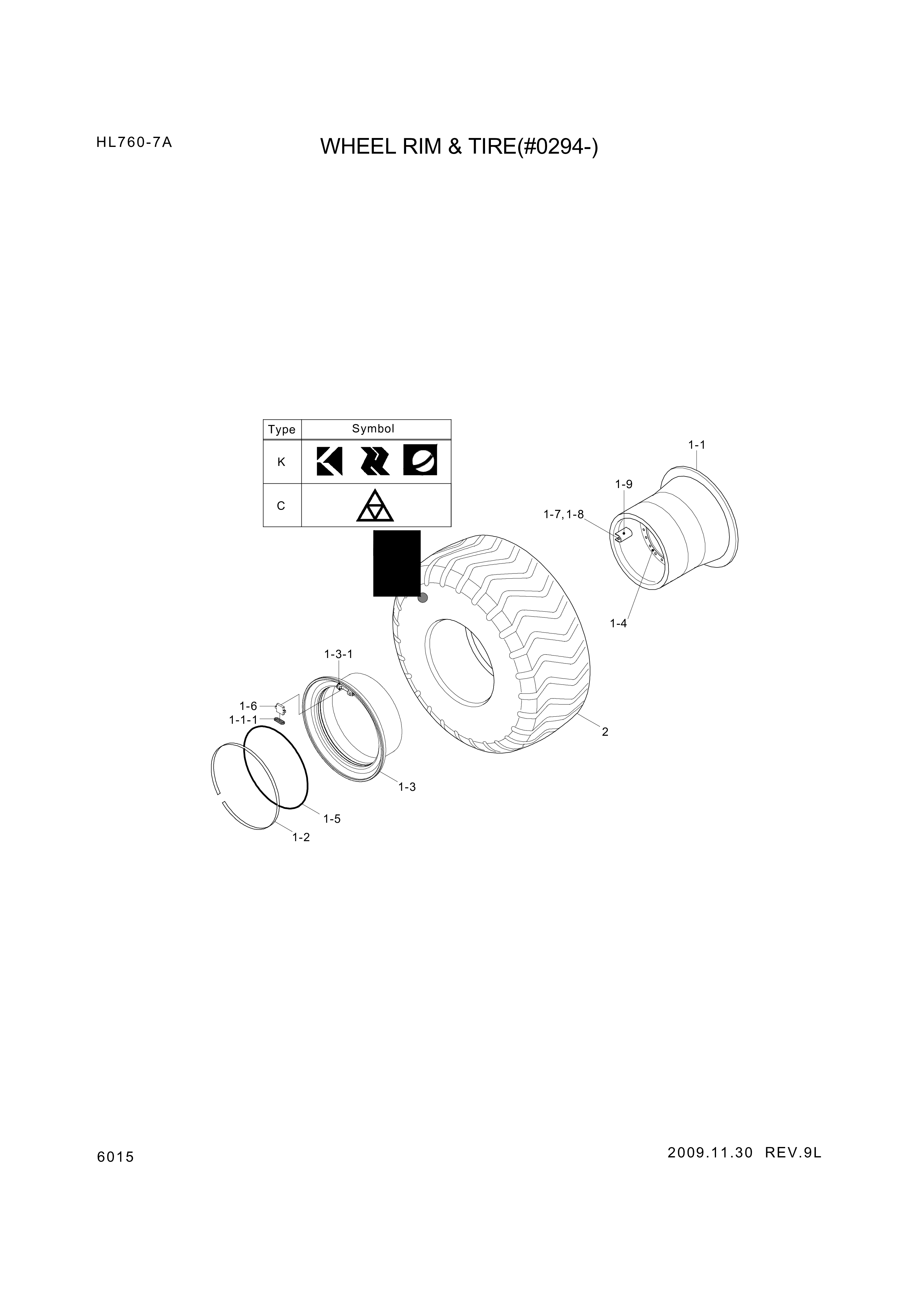 drawing for Hyundai Construction Equipment 84L4-00130 - TIRE-23.5X25X20PR (figure 1)