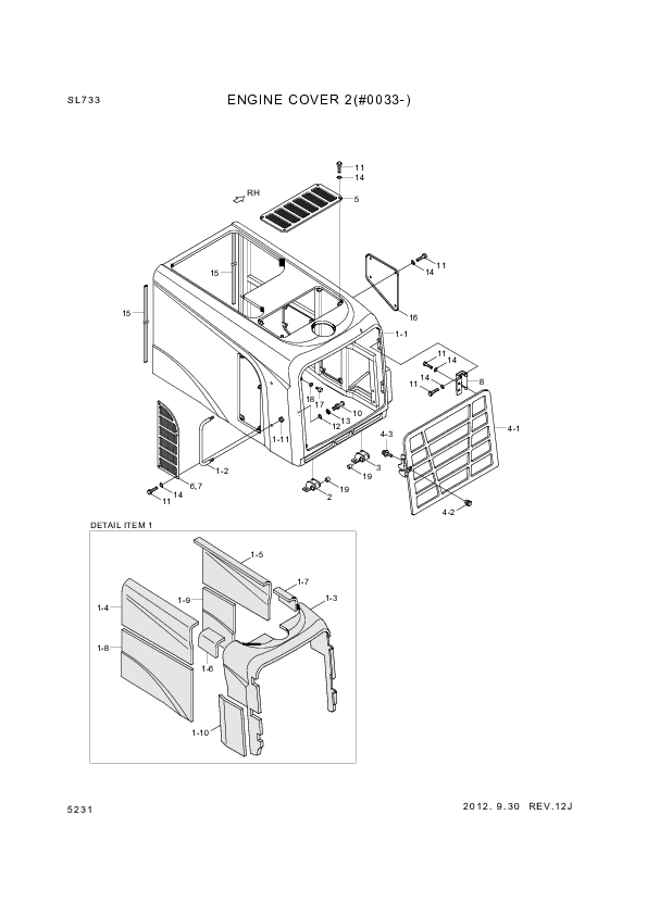 Technical drawing of Hyundai Construction Equipment S281-100006 NUT-FLANGE with dimensions and layout (figure 3)