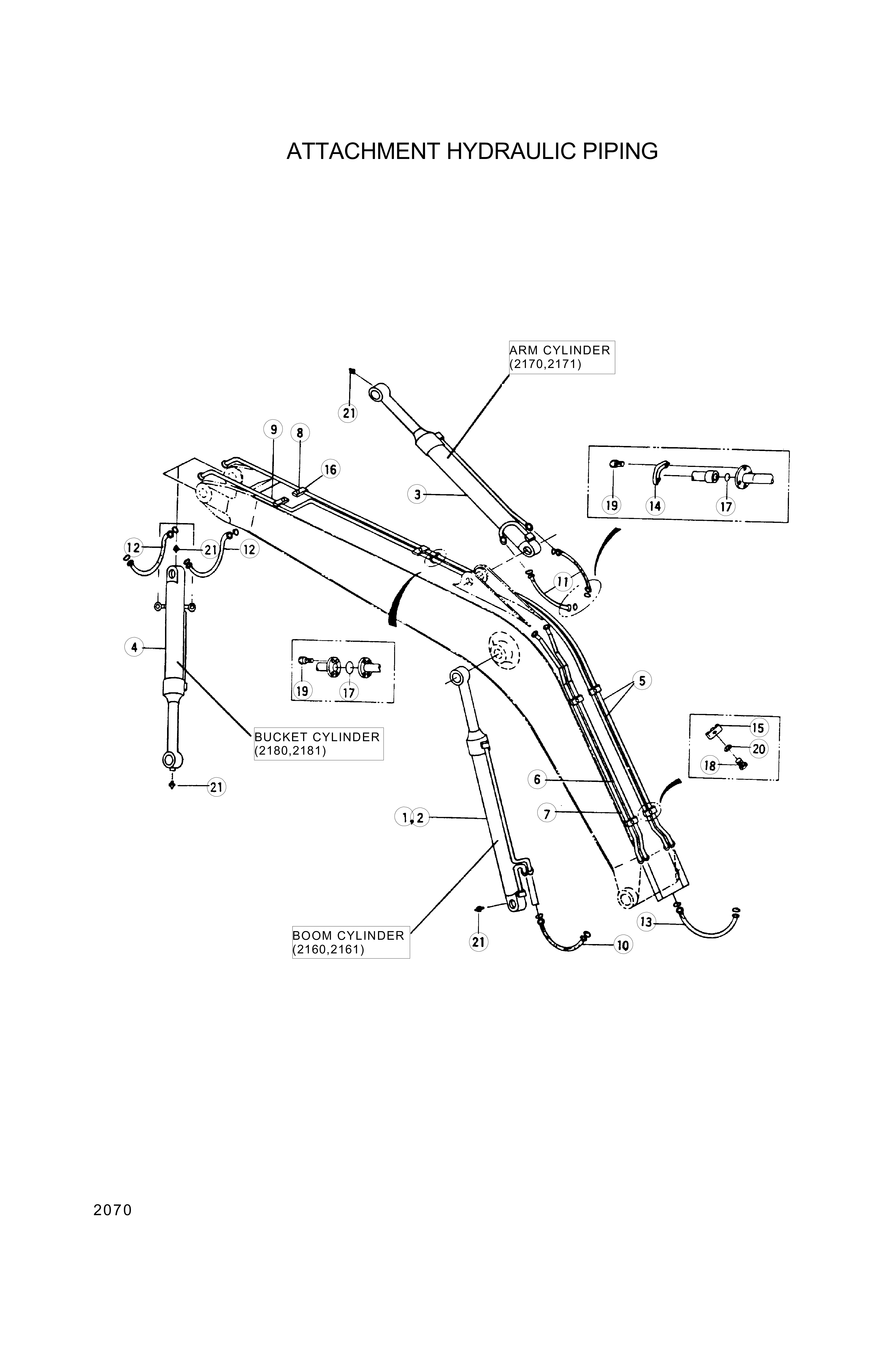 drawing for Hyundai Construction Equipment 31E6-0006 - CYLINDER-BOOM-RH (figure 1)