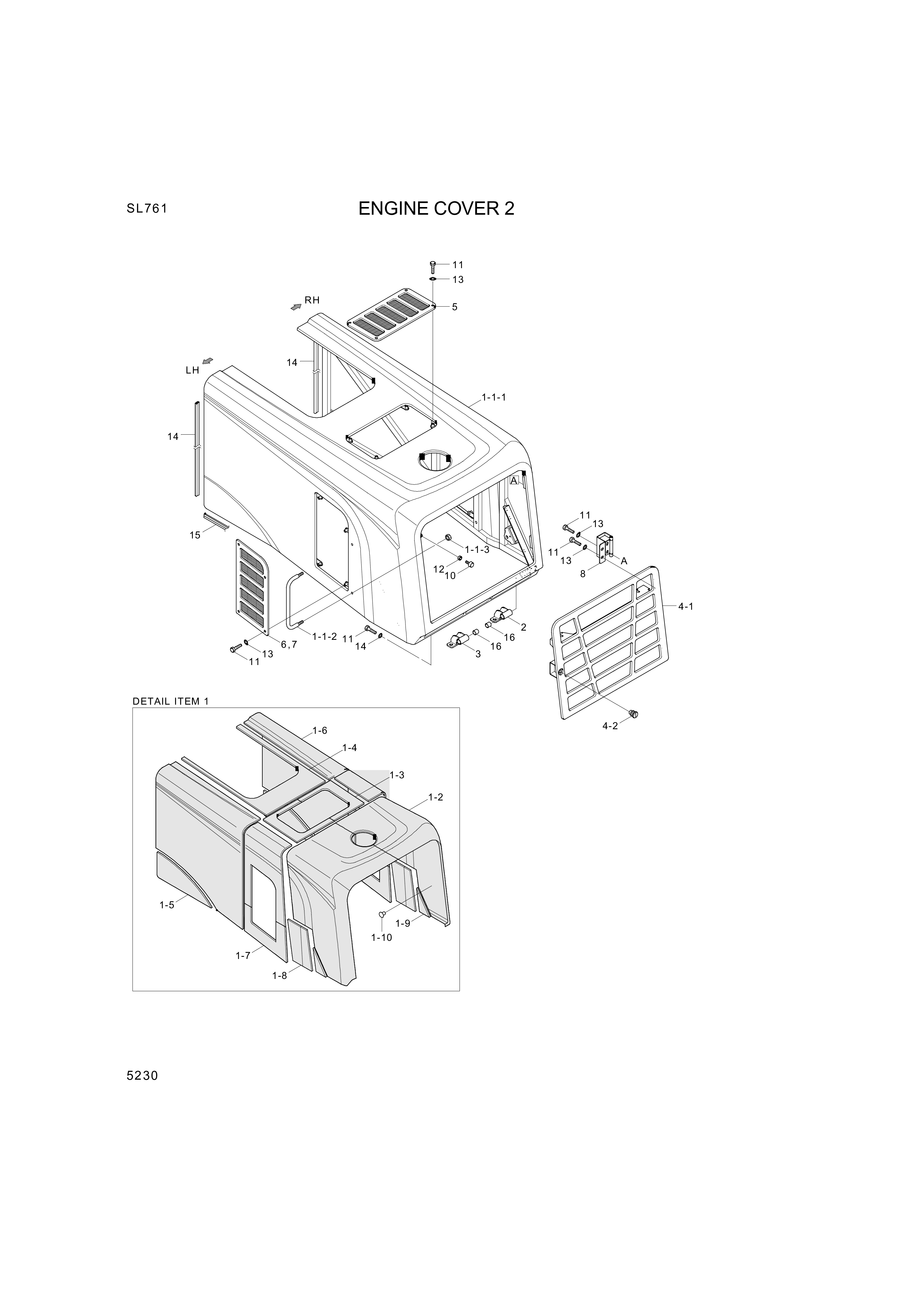 Technical drawing of Hyundai Construction Equipment S281-100006 NUT-FLANGE with dimensions and layout (figure 5)